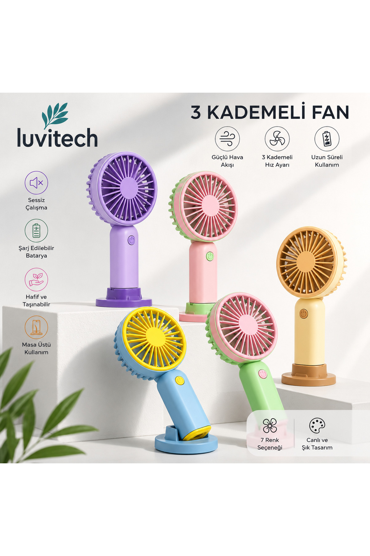 Meyveli Tasarım 3 Kademeli Sessiz Mini El Masa Fan Vantilatör Turbo Üfleme Kademe Taşınabilir Fan