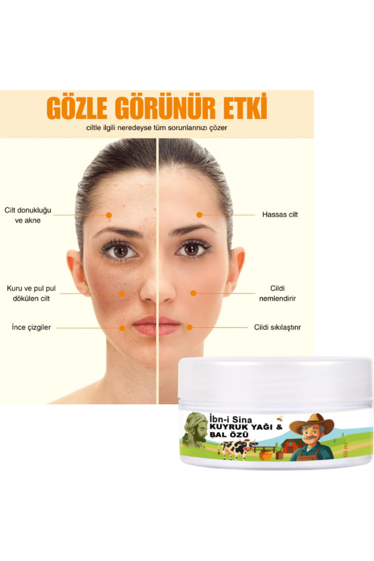 کرم مراقبت از صورت با عصاره چربی دنبه و عسل شیشه‌ای ۵۰ میلی‌لیتری ابن سینا — GU-EYF-18073-VIALIVA01 — تصویر 4 از 4