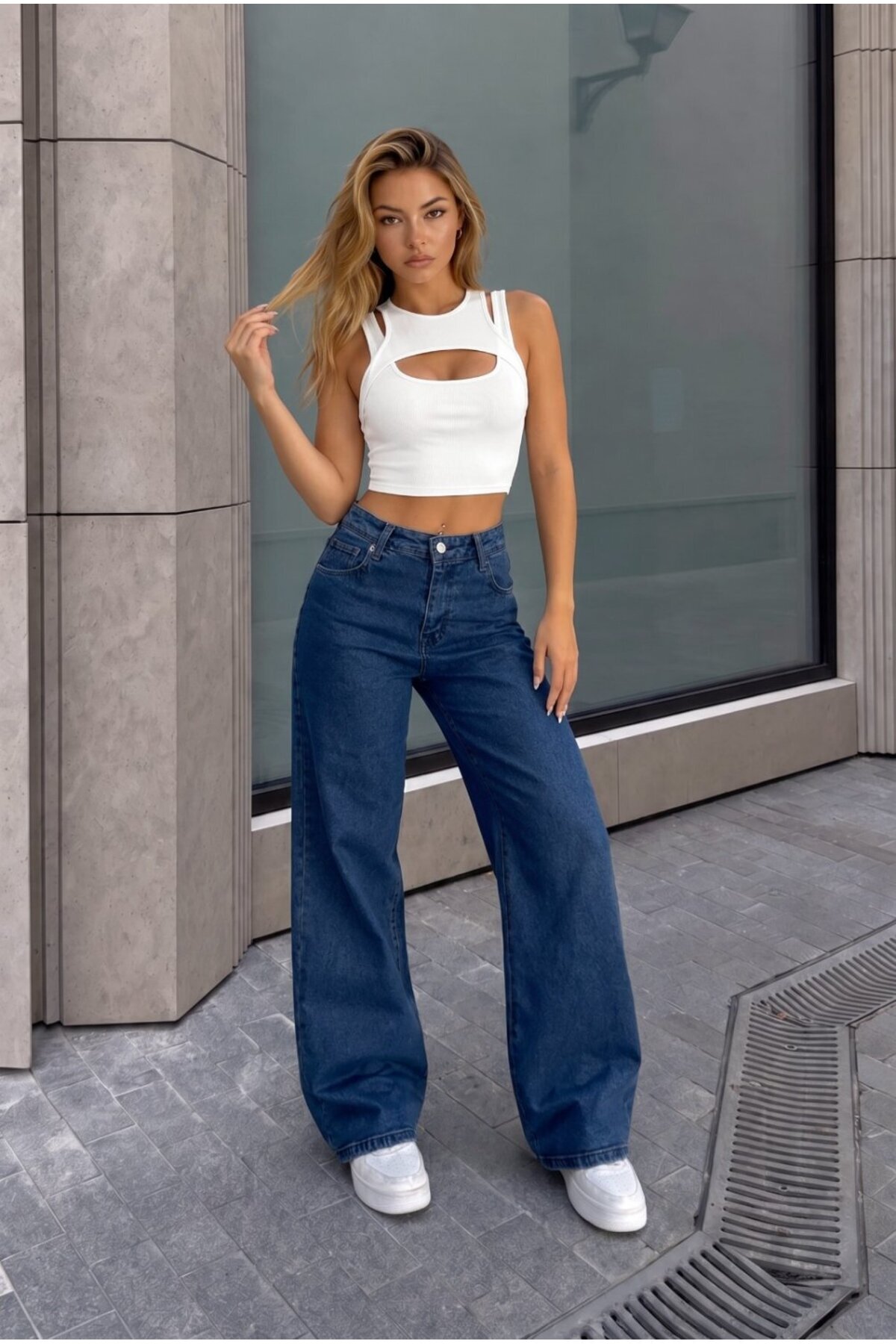 alanora Kadın Wide Leg Salaş Esnek Palazzo Pantolon görsel 6