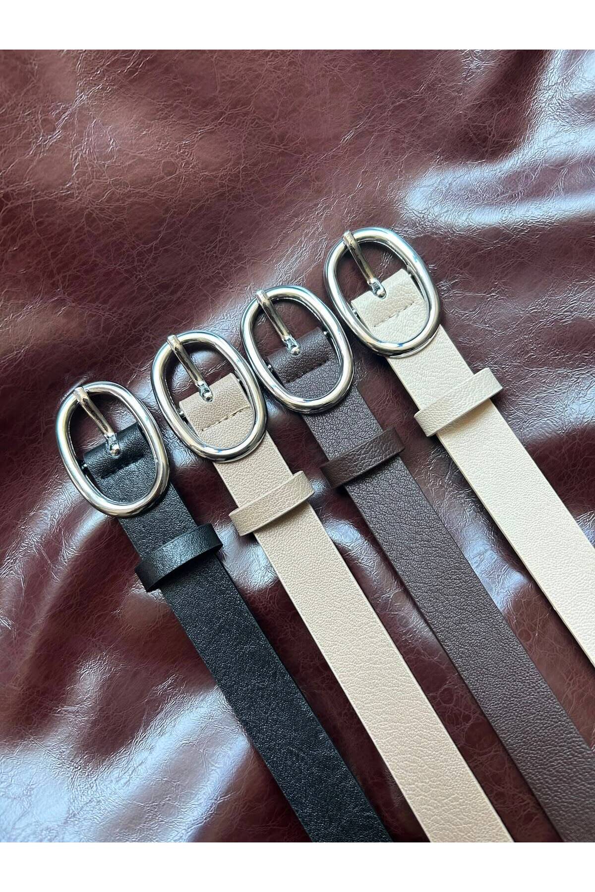 4-Piece Matrix Oval Silver Buckle Belt Waist Belt Jacket Belt Dress Belt Pants Belt