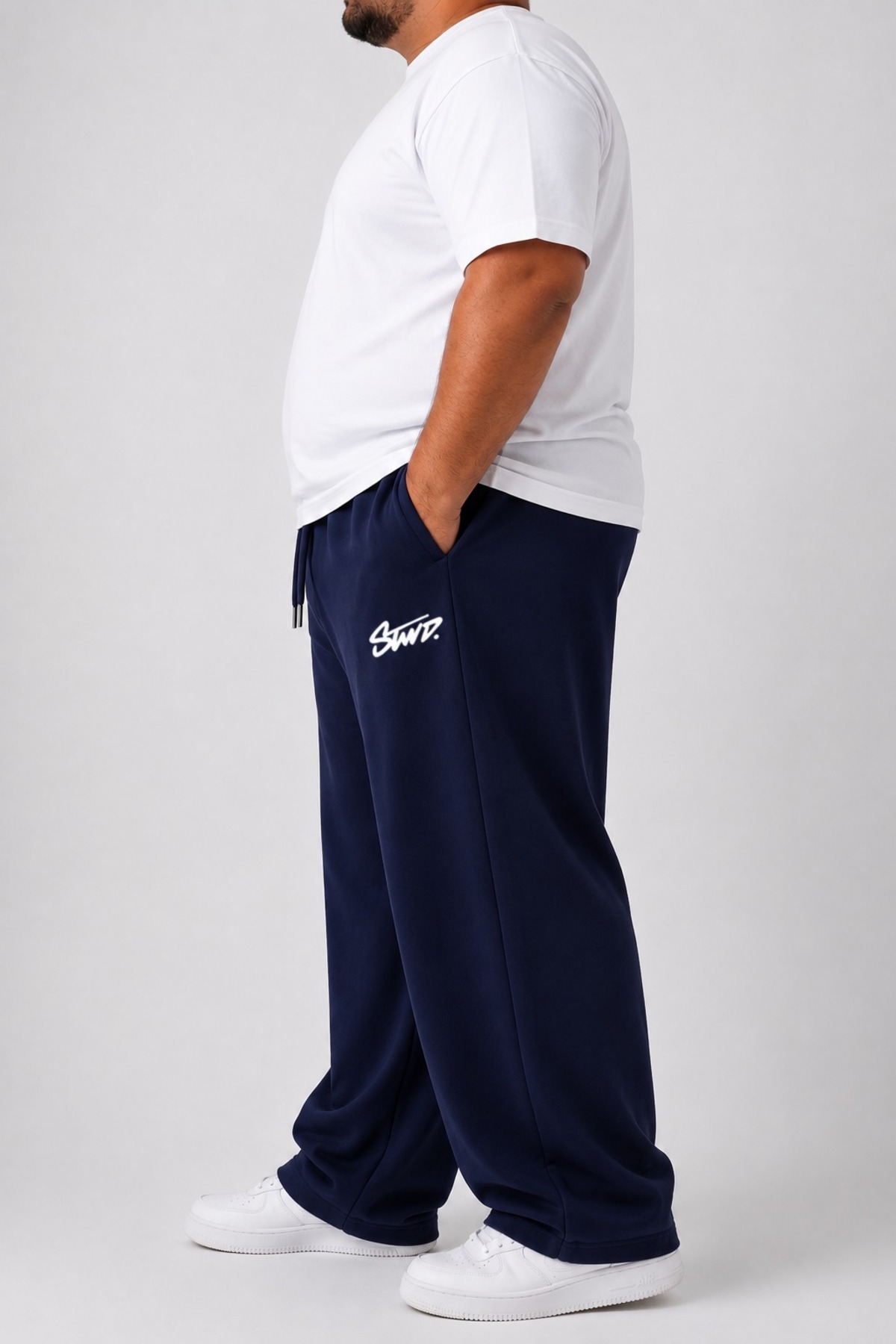 ZAVIXO Erkek Büyük Beden Wide Leg Eşofman Altı %100 Pamuk Oversize Rahat Kalıp Bol Paça Günlük Pantolon görsel 2