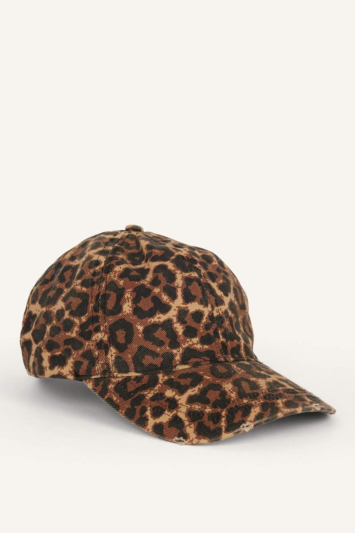 DeFacto Kadın Leopar Desenli Pamuklu Cap Kahverengi Şapka H6748AX26WN görsel 3