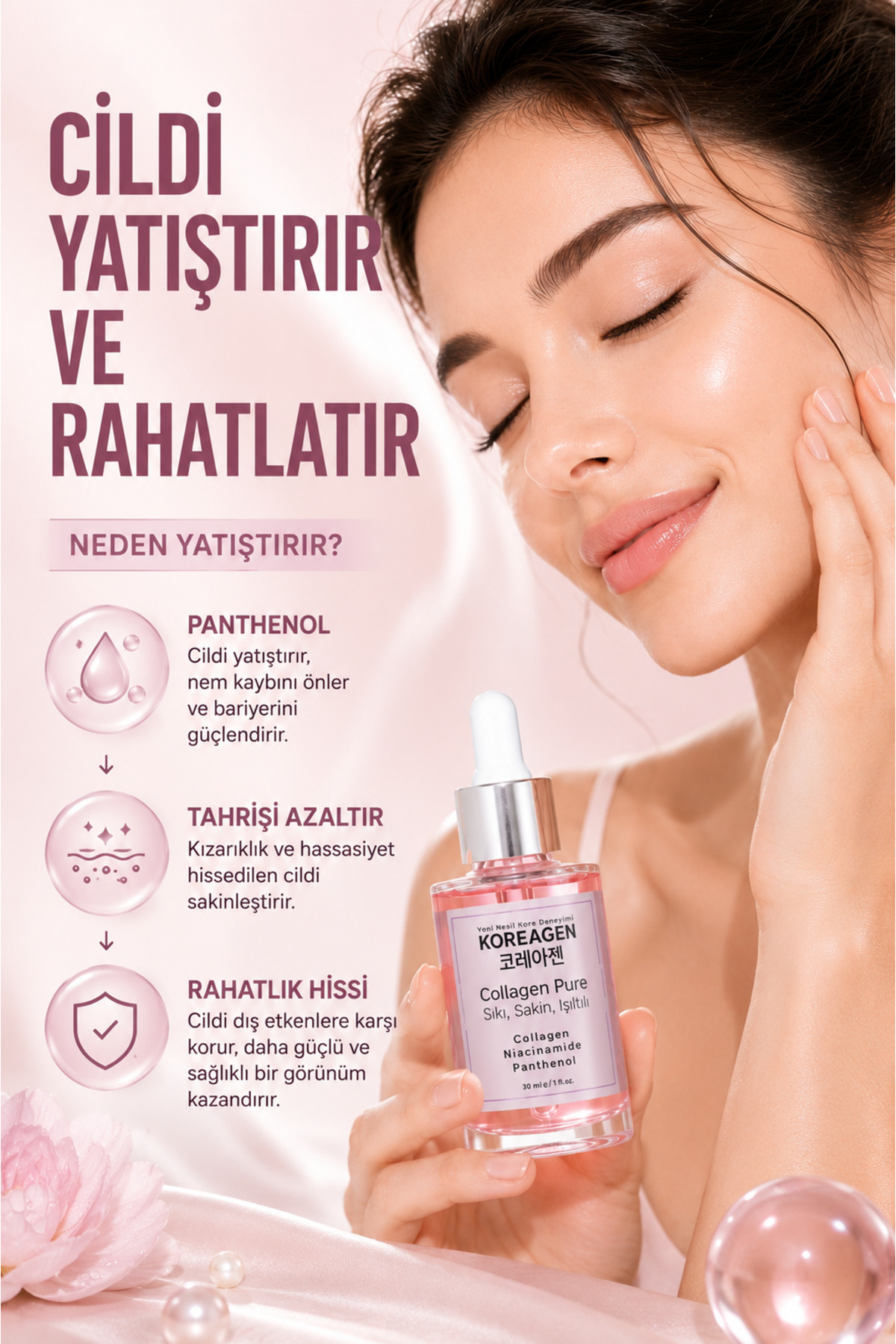Collagen Pure Niacinamide Serum Kolajen Serum Cilt Sıkılaştırıcı Serum Cilt Tonu Eşitleyici Nemlendirici Yüz Serumu 30 ml — Collagen-001 — تصویر 2 از 5