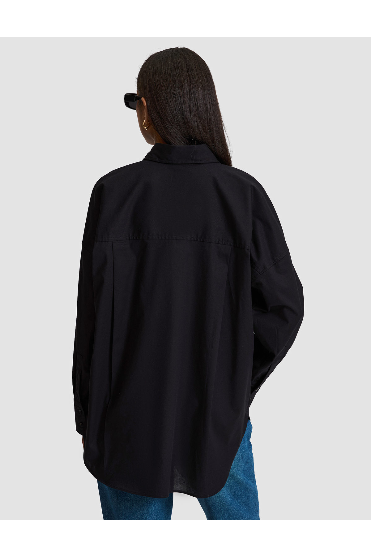 Pierre Cardin Siyah Oversize Uzun Kollu Gömlek 50328628-VR046 görsel 6