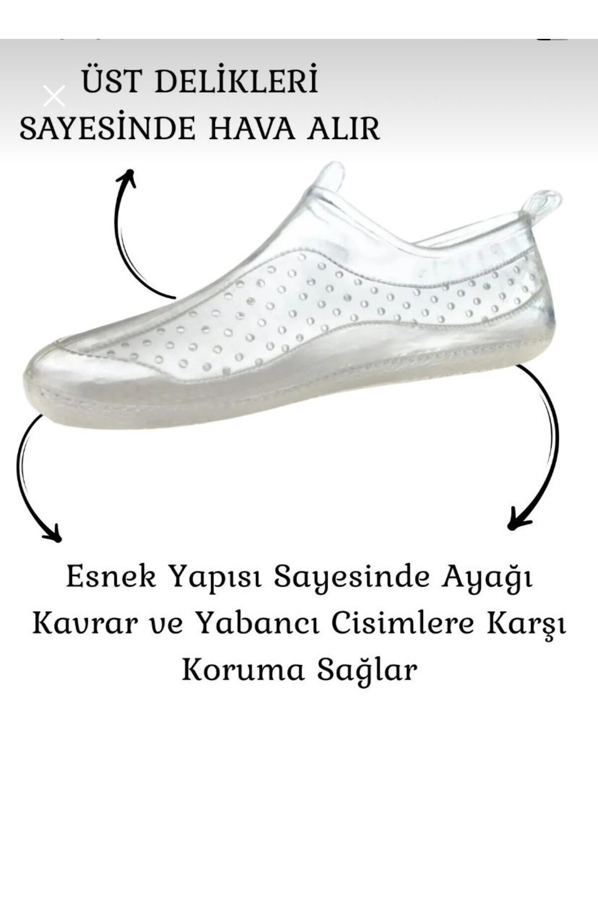 rimex sport wear Unisex Şeffaf Silikon Deniz Ayakkabısı Kaymaz Taban Hafif Plaj Havuz Su Ayakkabısı görsel 6