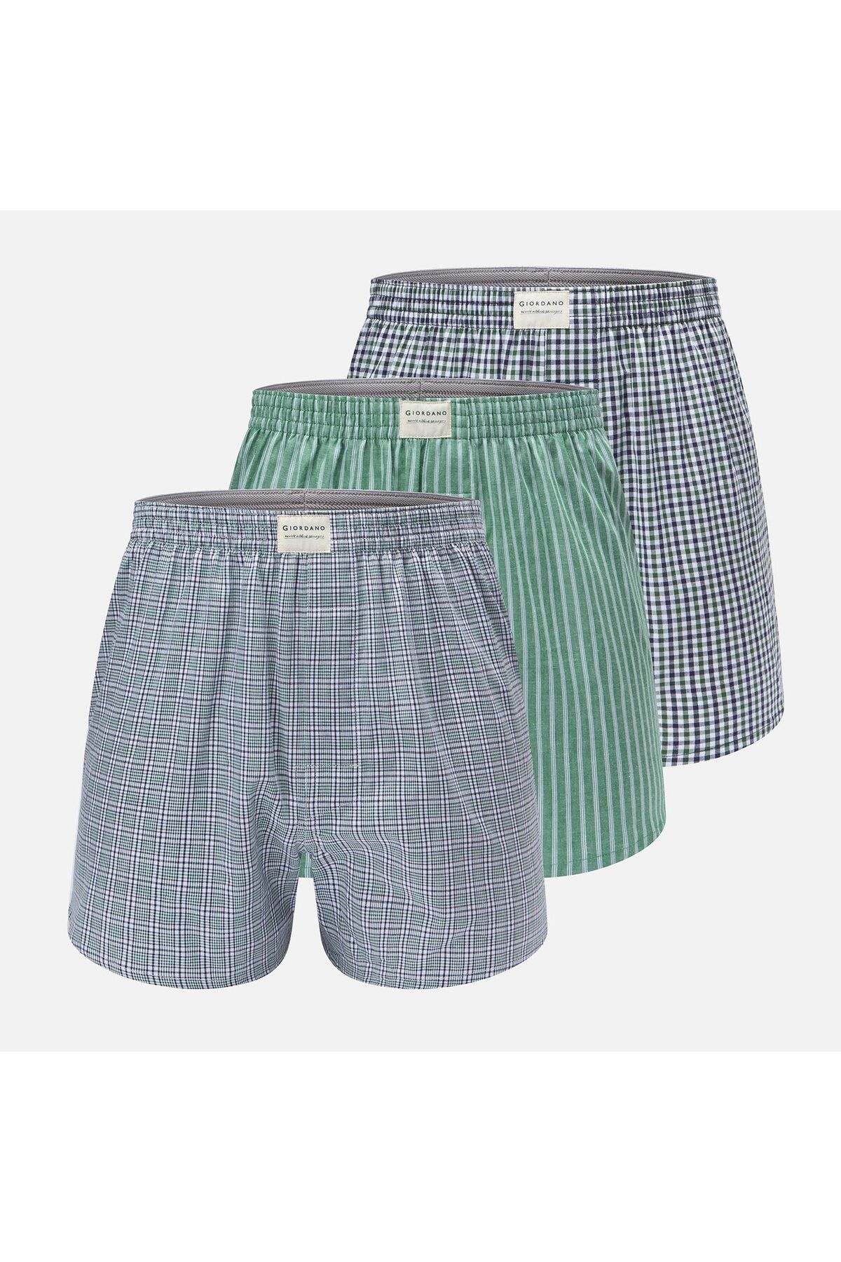 Giordano Men’s Regular Fit Cotton Poplin Boxers 3‑Pack