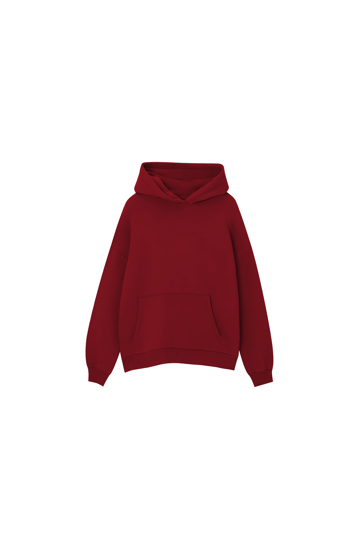 Genel Markalar Unisex Oversize Basic Bordo Kapüşonlu Sweatshirt Hoodie 3 İplik Şardonlu Kumaş