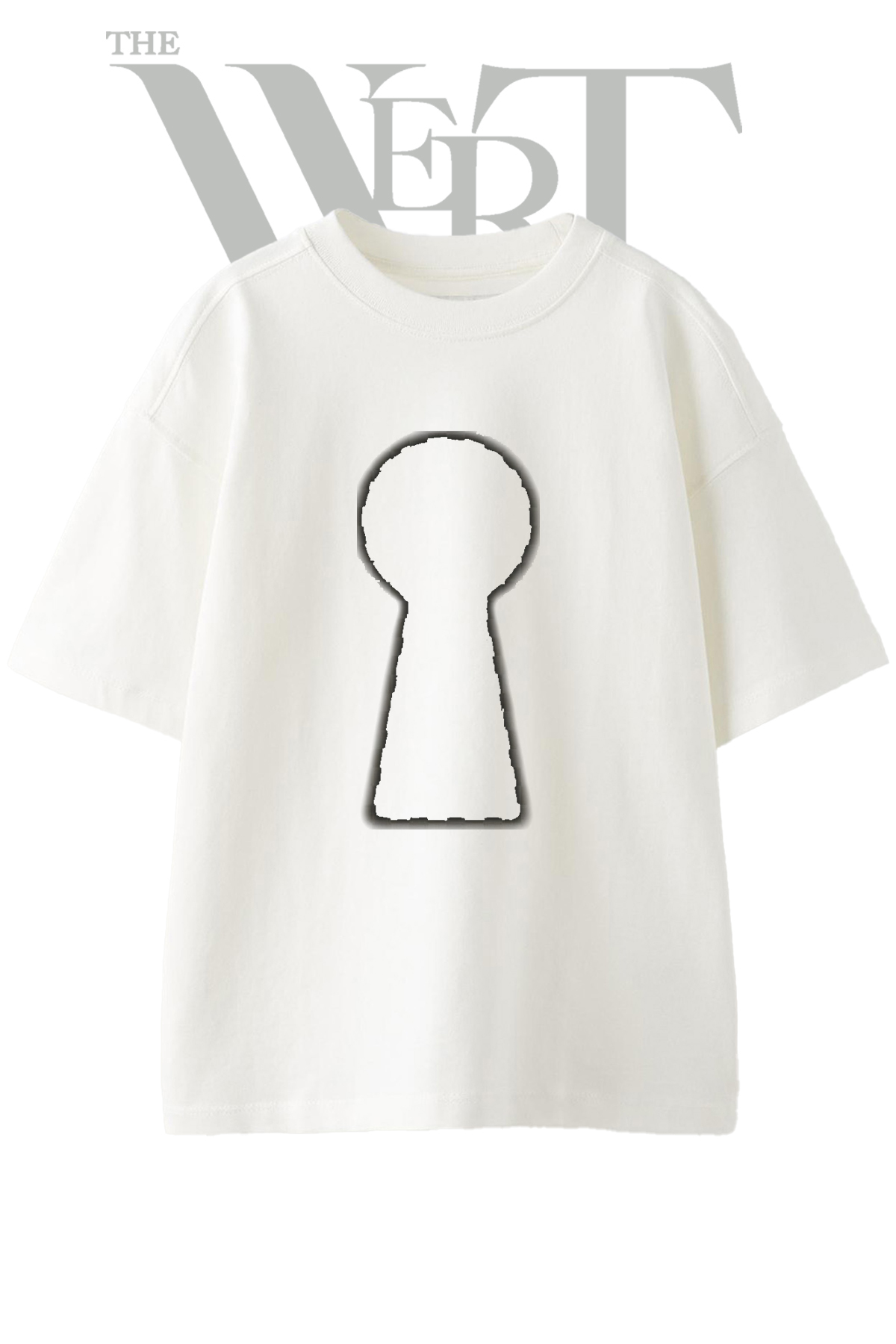 THEWERT Keyhole Design Printed Unisex White Oversize T-Shirt