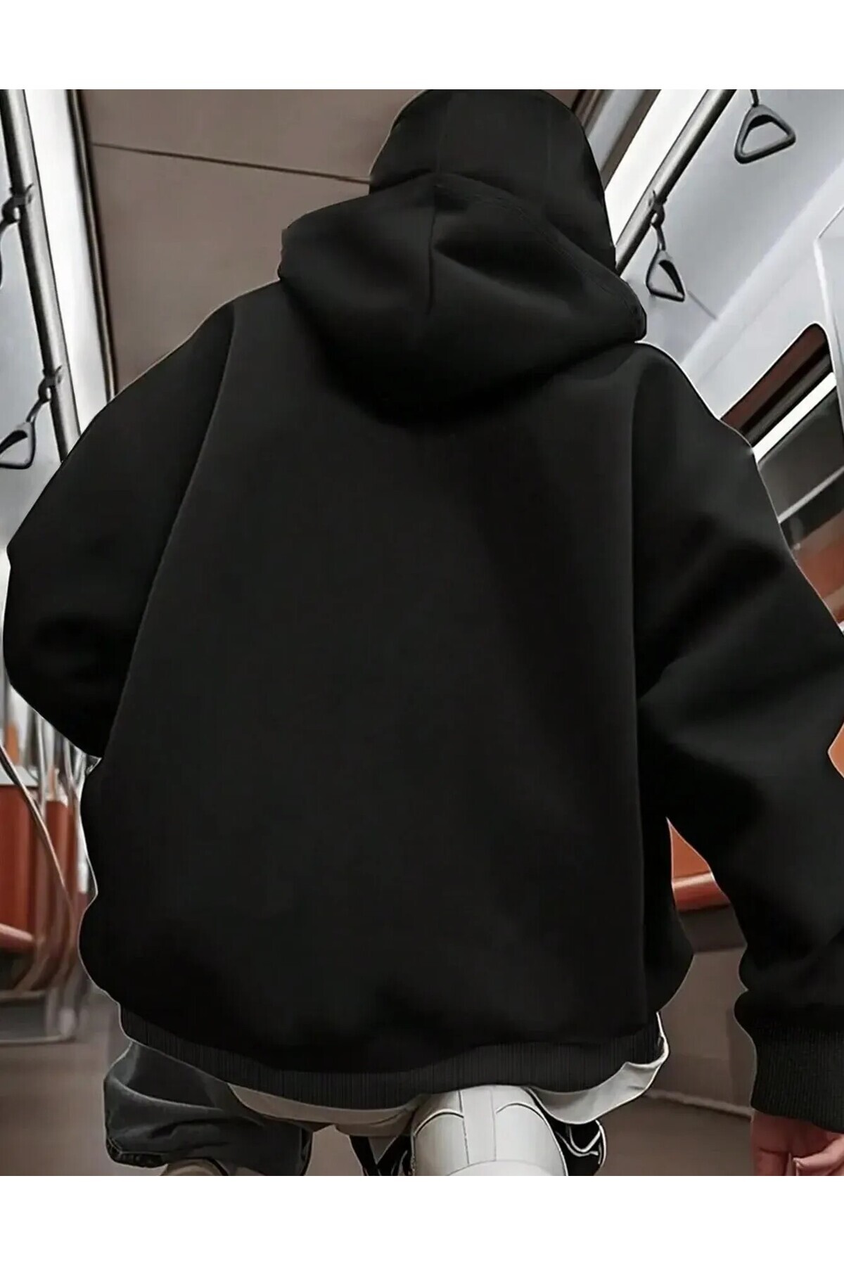 LAND MODA Erkekler için Kapüşonlu Ceket, Yüz Maskesi, Koruyucu Balaklava Tasarımı, Sonbahar/Kış Outdoor Bisiklet Koşu Spor Montu, Yan Cepler, Bol Kesim görsel 8