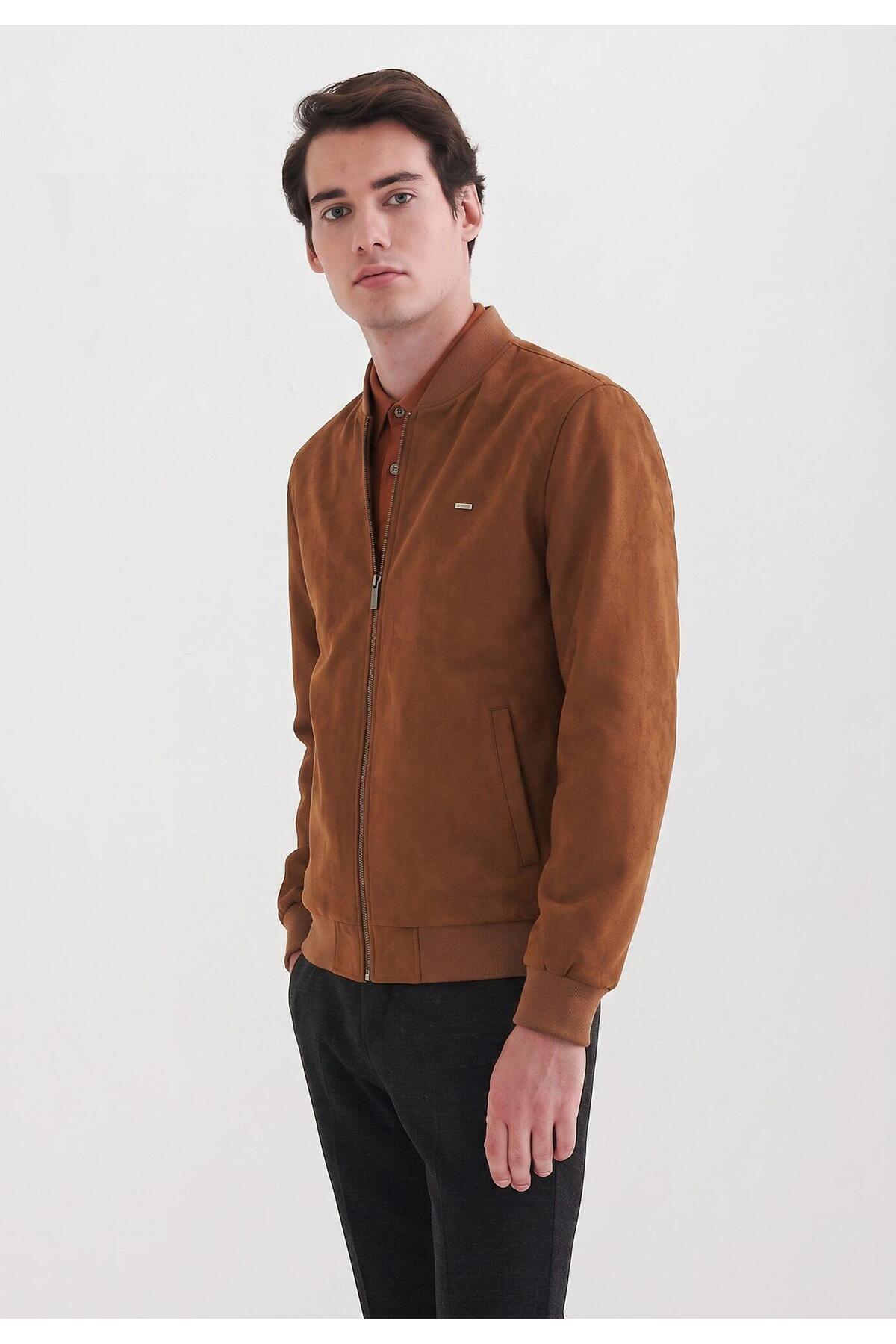 کاپشن جیر مردانه چرم مصنوعی Roul Classic Zip-Up Regular Fit پیر کاردین کاپشن Pierre Cardin