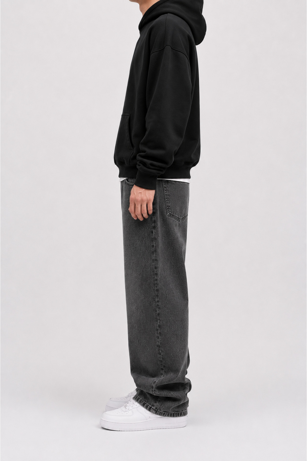Lyvens Erkek Koyu Füme Baggy Jean Pantolon görsel 3