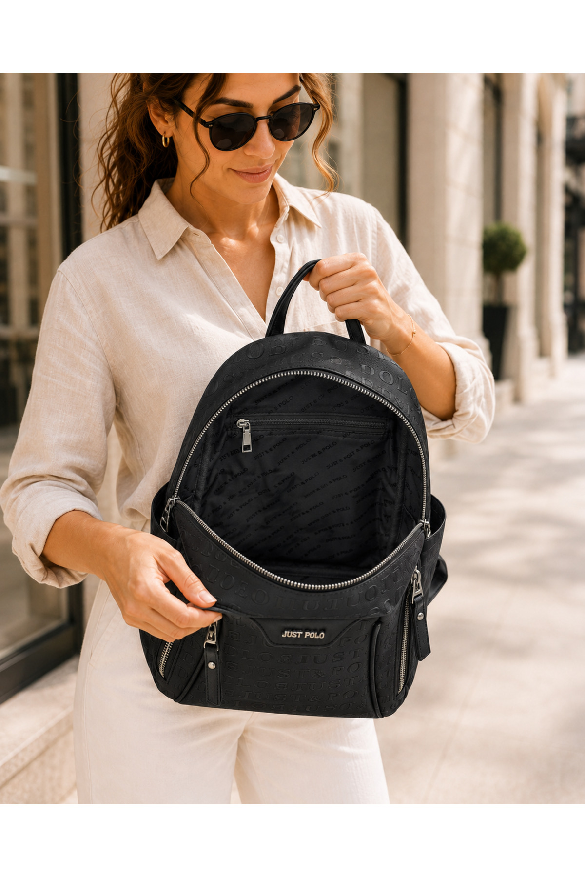 Just Polo Kadın Günlük Kullanıma Uygun Çok Bölmeli Sırt Çantası EBAT : 25 X 30 CM Shopper görsel 4