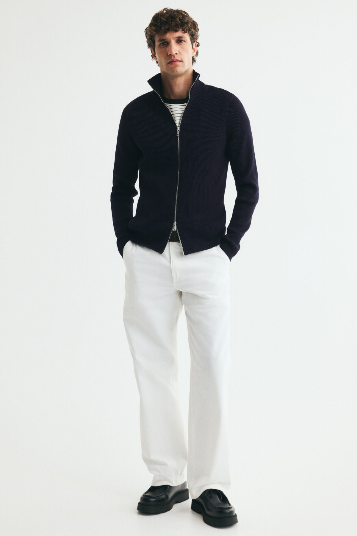 H&M Lastik Örgülü Hırka Slim Fit görsel 2