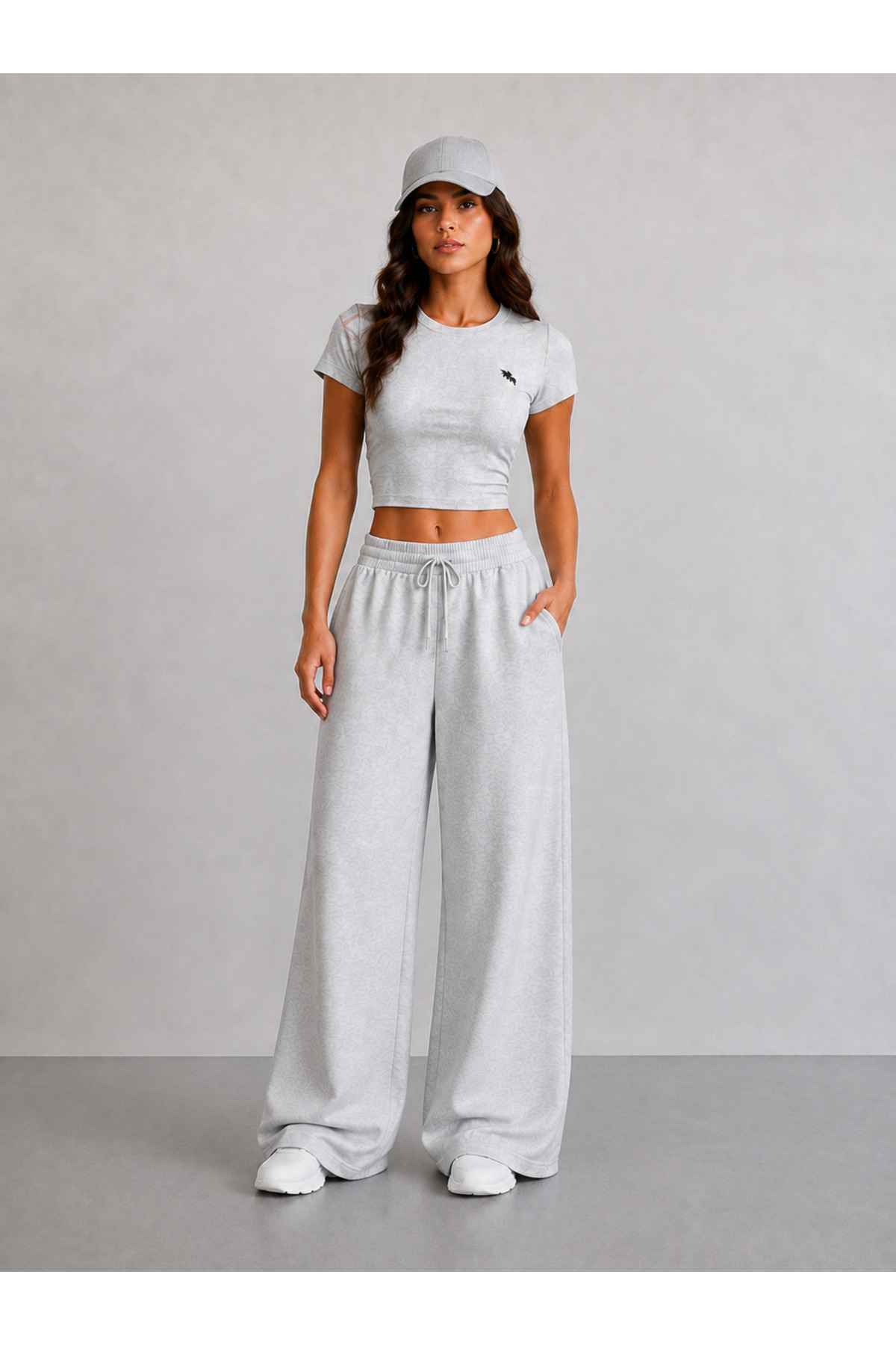 BERYY MODA 3'lü Eşofman Altı Seti Kadın Siyah Gri Lacivert Yüksek Bel Trend Wide Leg görsel 5