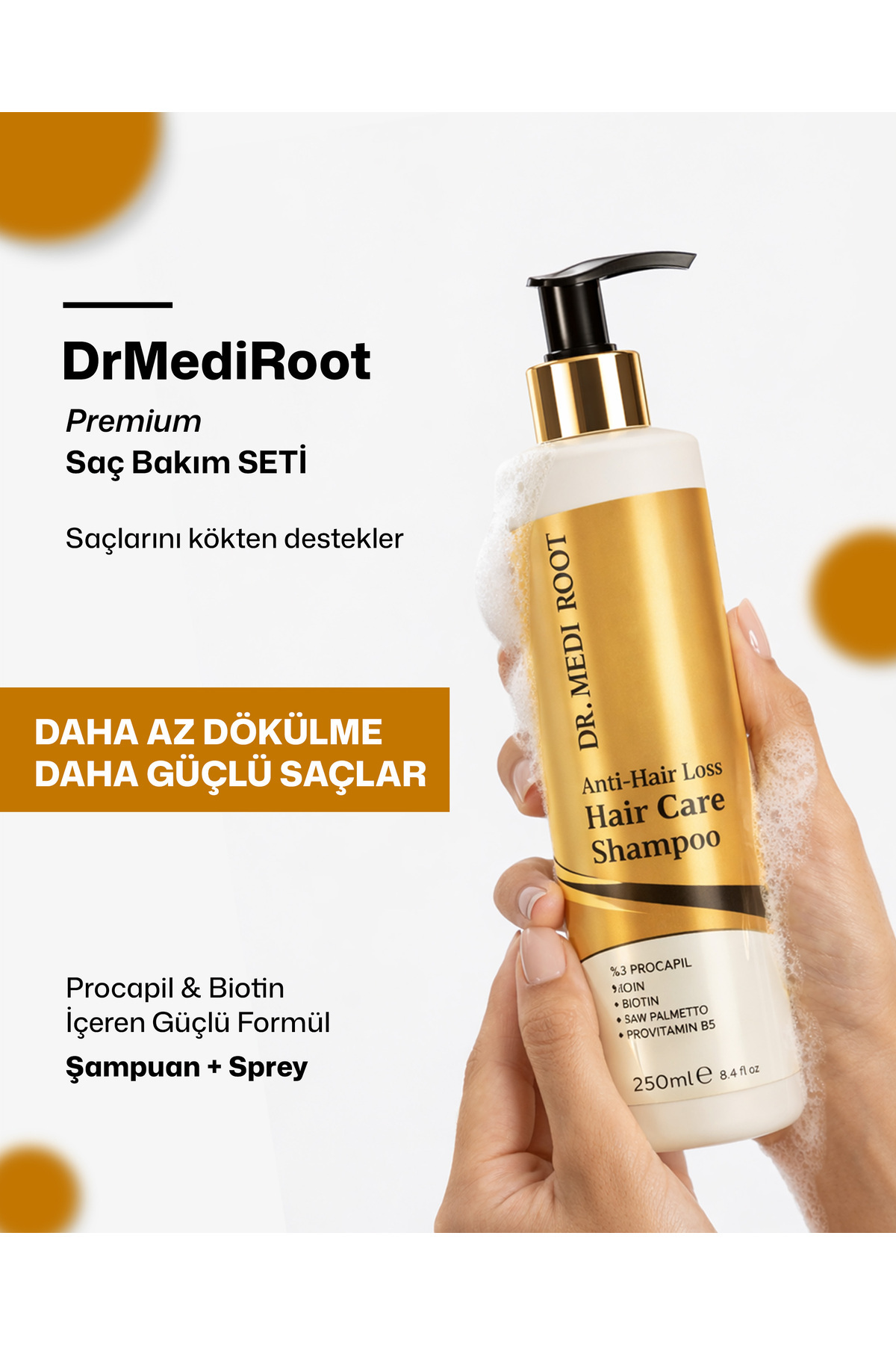 Anti-Hair Loss Saç Bakım Seti Kök Destekleyici Şampuan & Sprey — Medi001 — تصویر 5 از 8