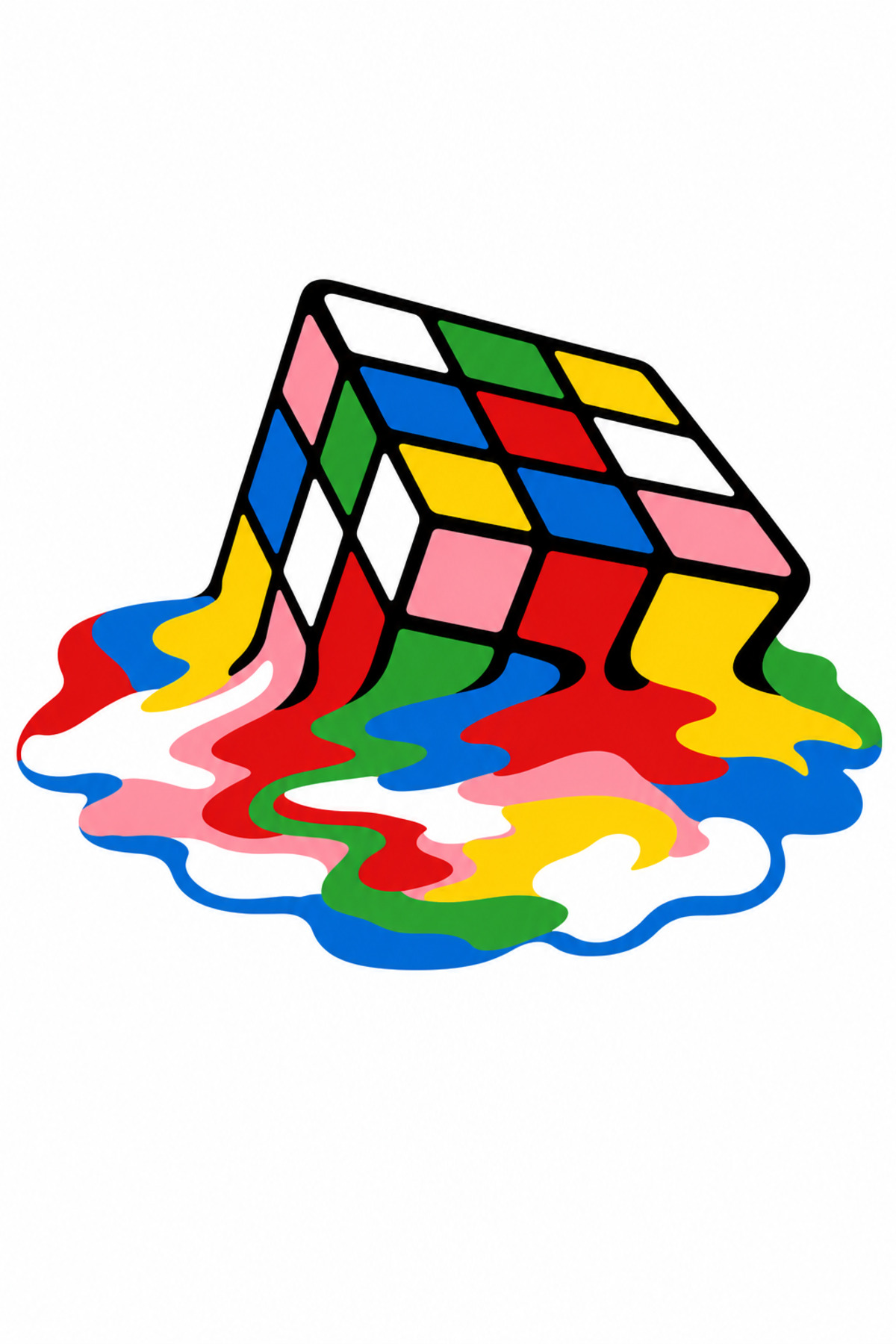 SDT Rainbow Fluid Rubik's Cube Woven Base Decorative Carpet sdt684