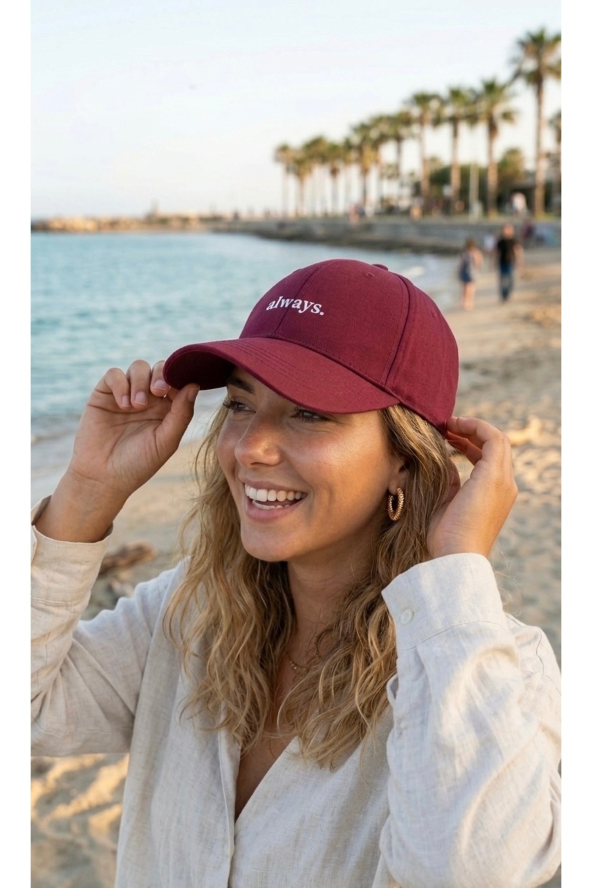 sf collection Unisex Always Yazı Baskılı Spor Şapka, Ayarlanabilir Pamuklu Cap Günlük Kombin Şapkası görsel 4