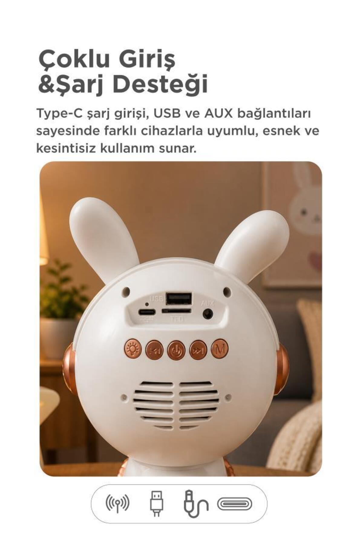 Torima Bluetooth Hoparlör Rgb Işıklı Mikrofonlu Karaoke Tavşan