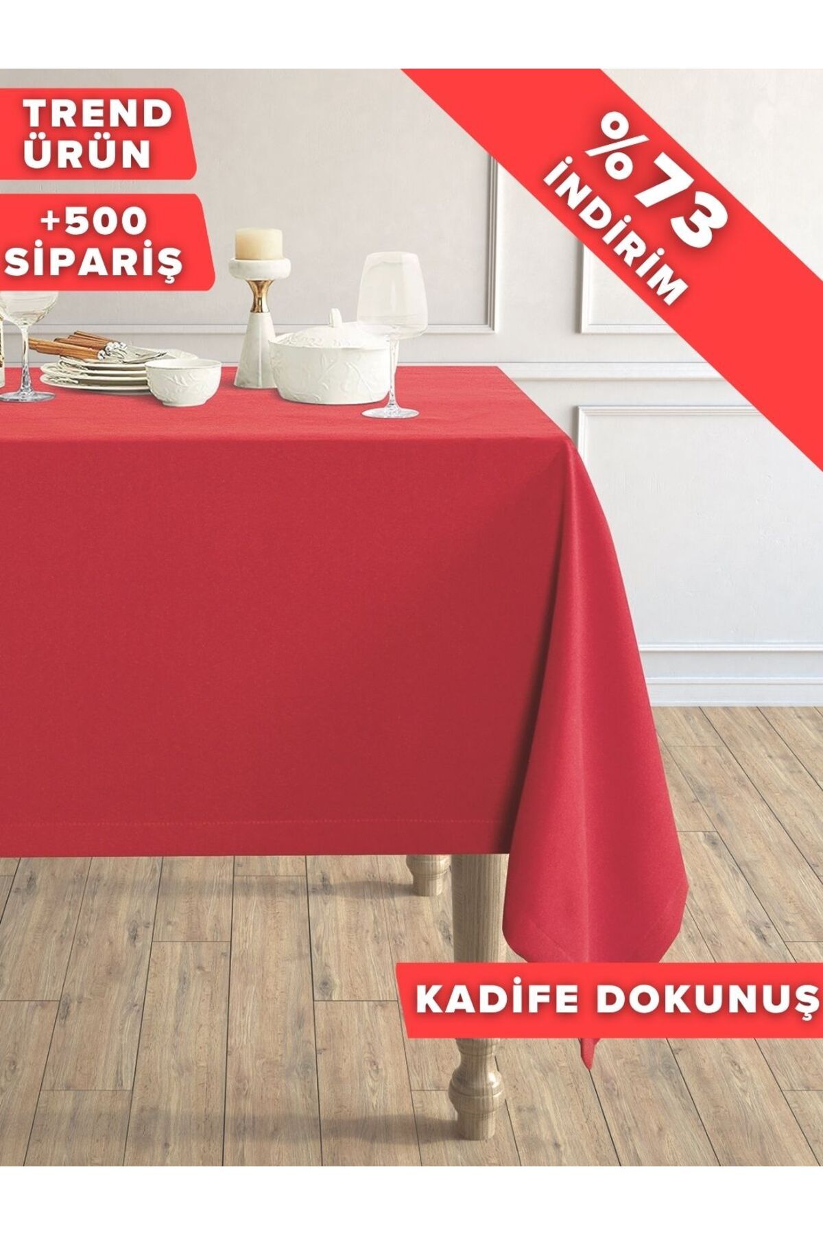 Daily Series Velvet Textured Red Tablecloth