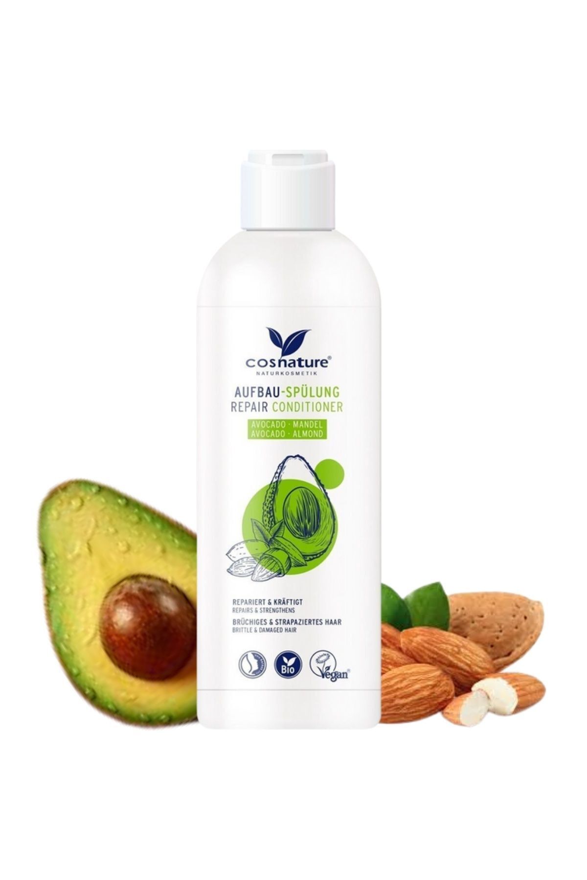 Avokado & Badem Özlü Organik Vegan Şampuan ve Saç Kremi İkili Set | Yıpranmış Saçlar İçin Besleyici Onarıcı Bakım | Doğal Bitkisel İçerikli Saç Bakım Seti | Parlaklık ve Yumuşaklık Destekleyici — 42603704358571990 — تصویر 3 از 6