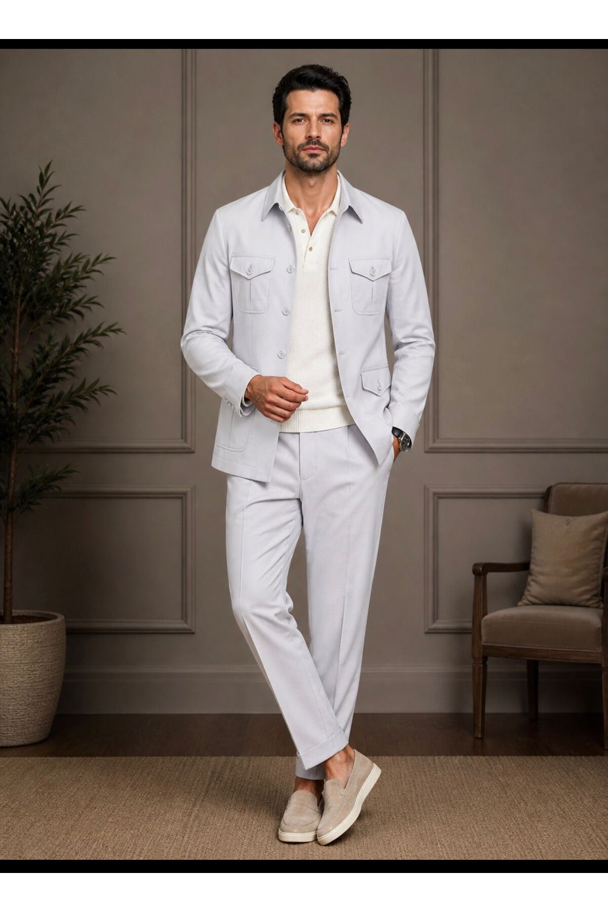 ilayda emir Ice Blue Men's Safari Suit