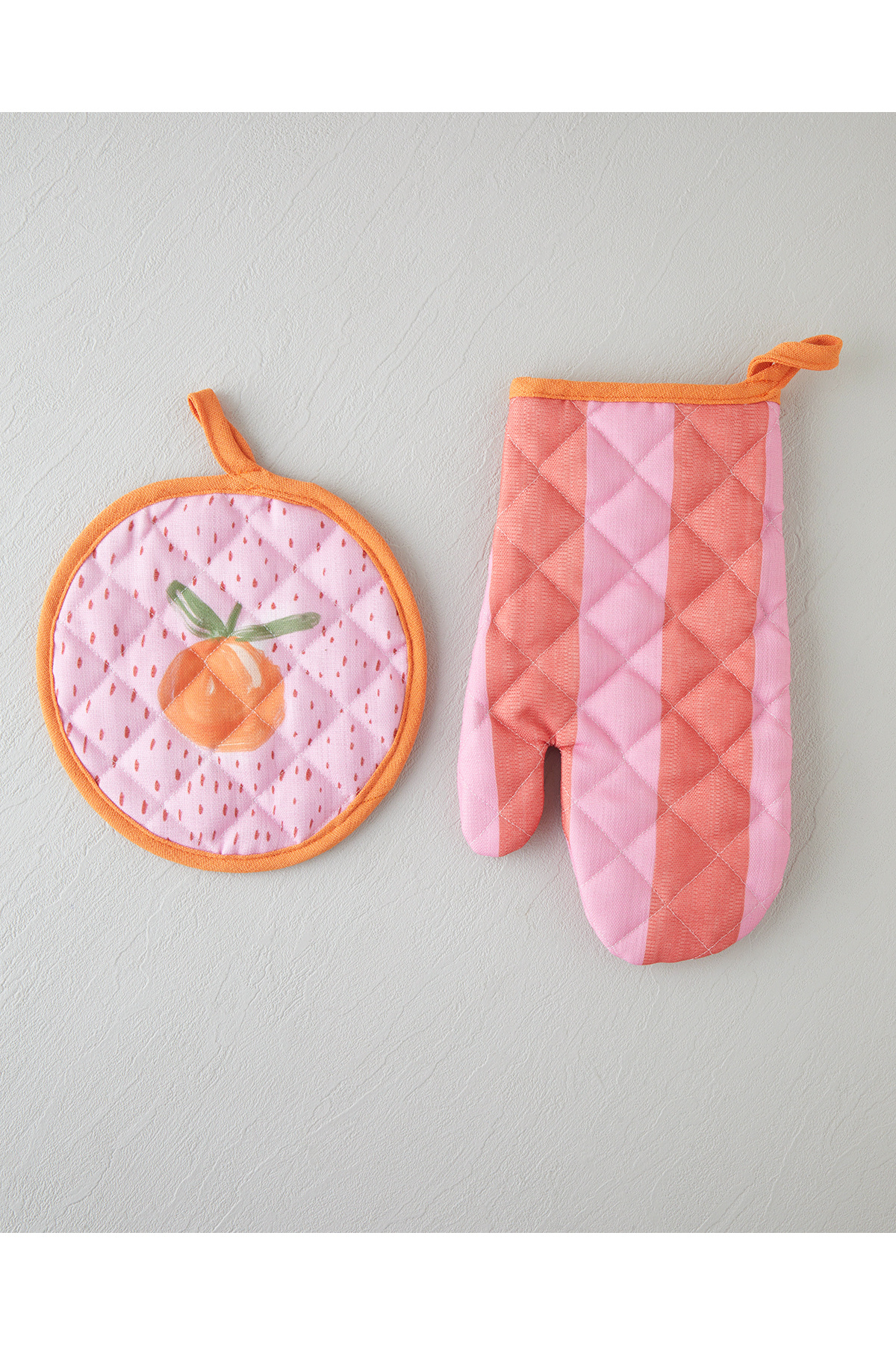 Summer Orange Polyester 2'li Mutfak Seti 17x30 Cm + 20x20 Cm Kırmızı-Pembe
