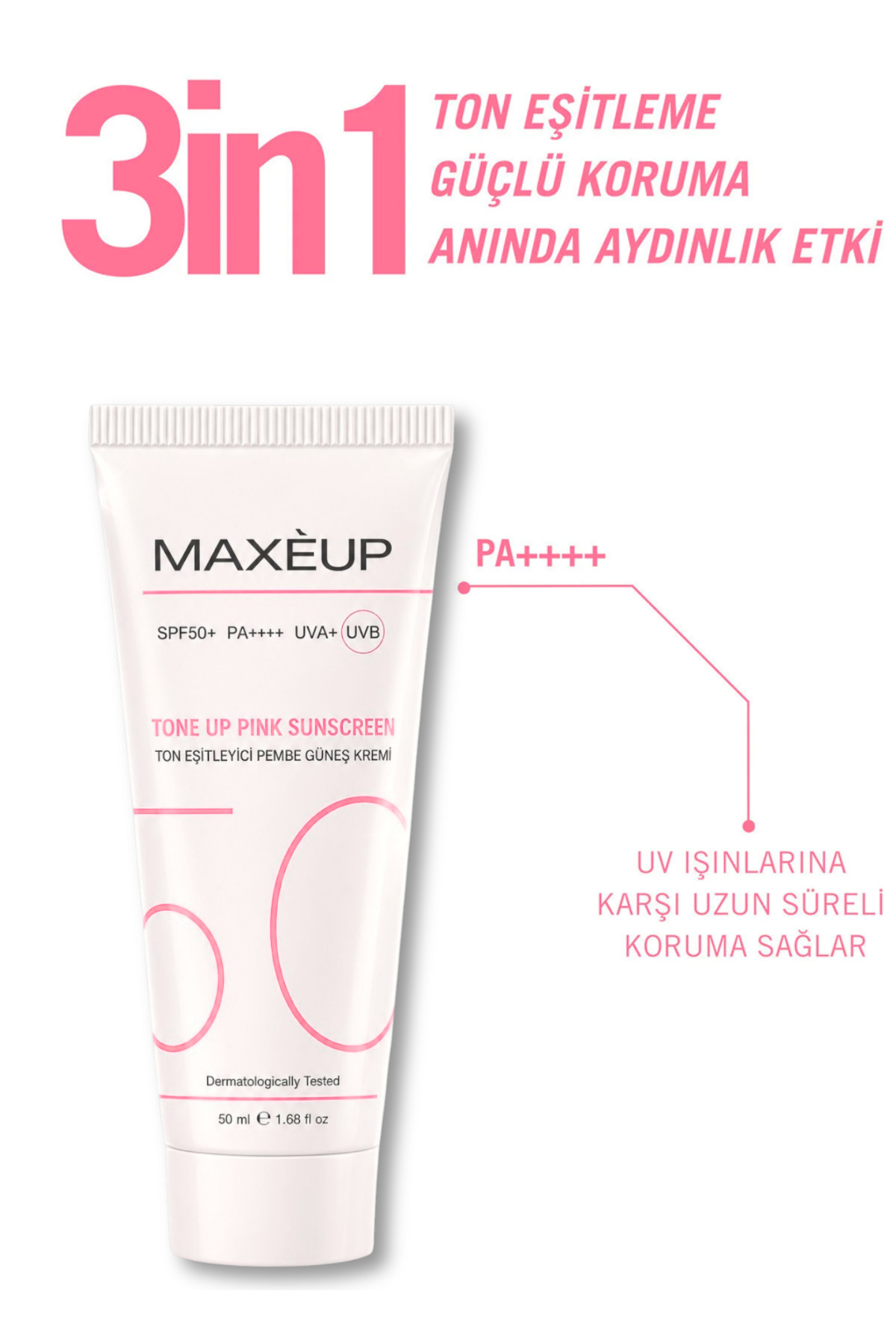 SPF 50+ Güneş Kremi Seti | Ton Eşitleyici Pembe & Leke Karşıtı | Yüz Güneş Koruyucu | 2 x 50 ML | — MAXE03 — تصویر 7 از 8