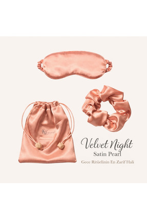 MagicPink Velvet Night Silk Blush Mini Night Set – Saten Uyku Göz Bandı, Toka...