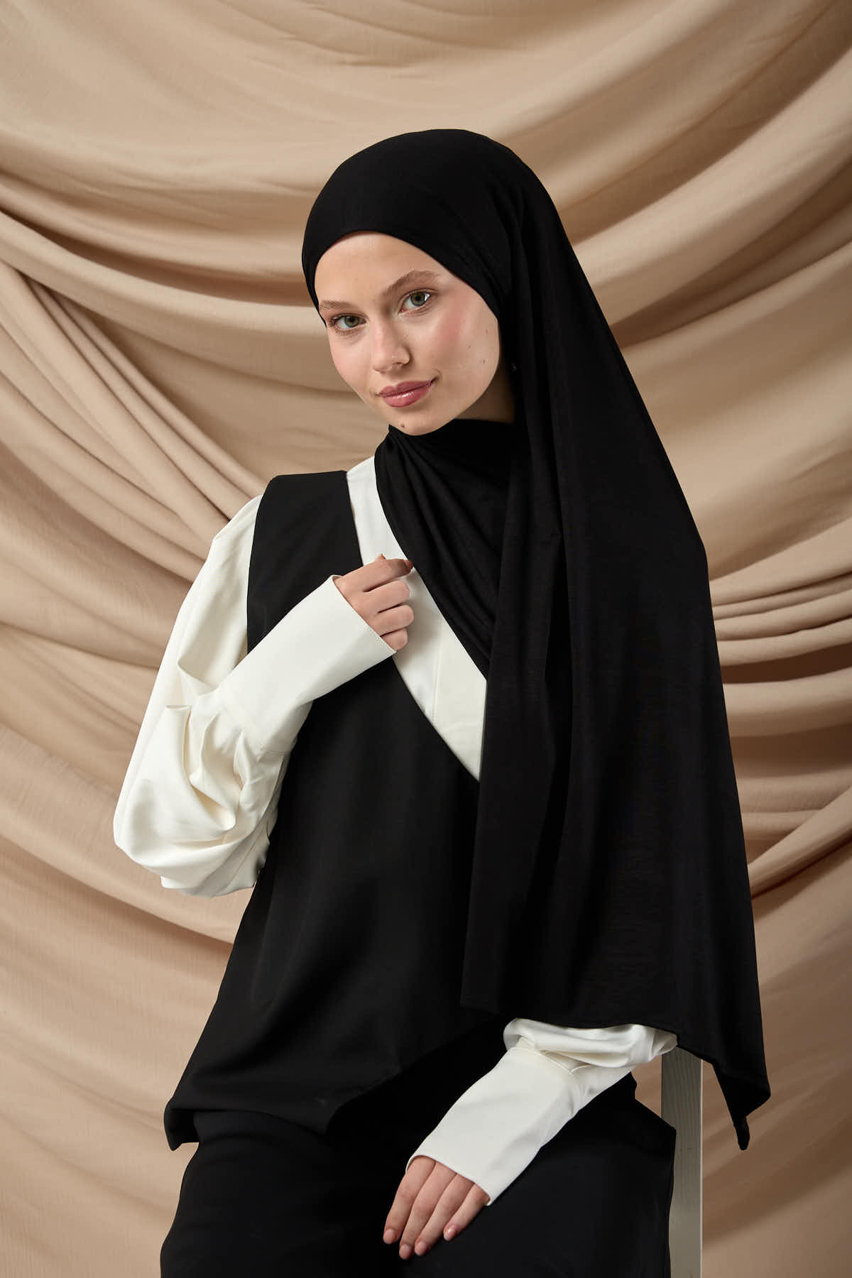 Premium Combed Cotton Shawl65002-01 Black