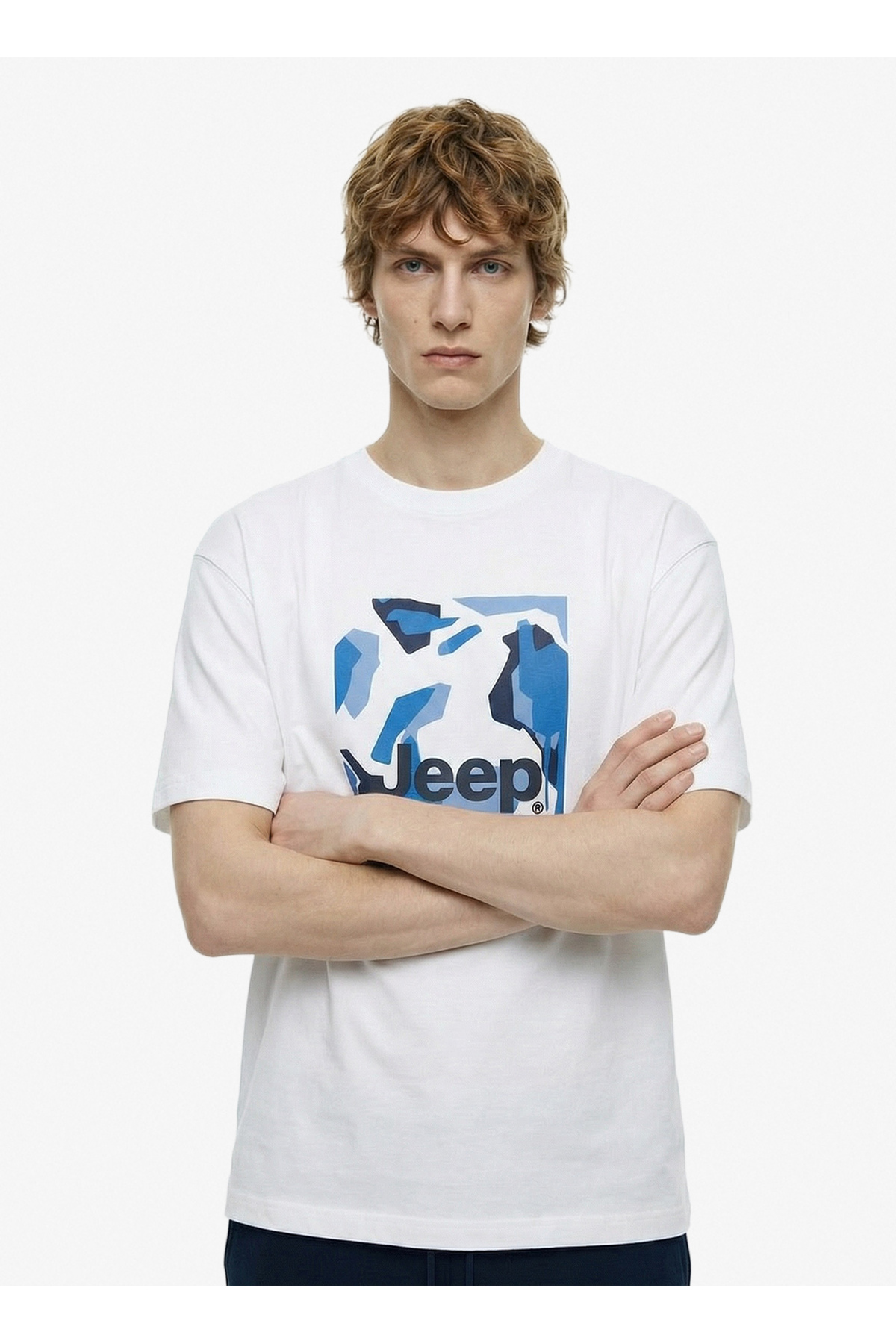 Jeep Beyaz Erkek Relaxed Baskılı T-Shirt J6SM-TST7300 - Fiyatı