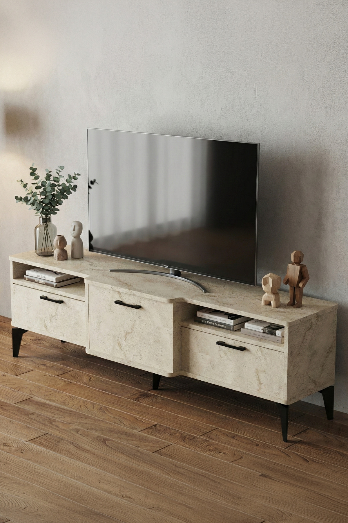 Goldfalez Mistral TV Sehpası Suntalam Ekru 160x40 cm görsel 3