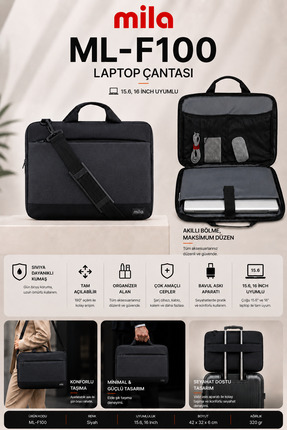 Mila Classone ML-F100 13,14,15.6" Mila Laptop Çantası,Lenovo,Hp,Asus,Macbook,...