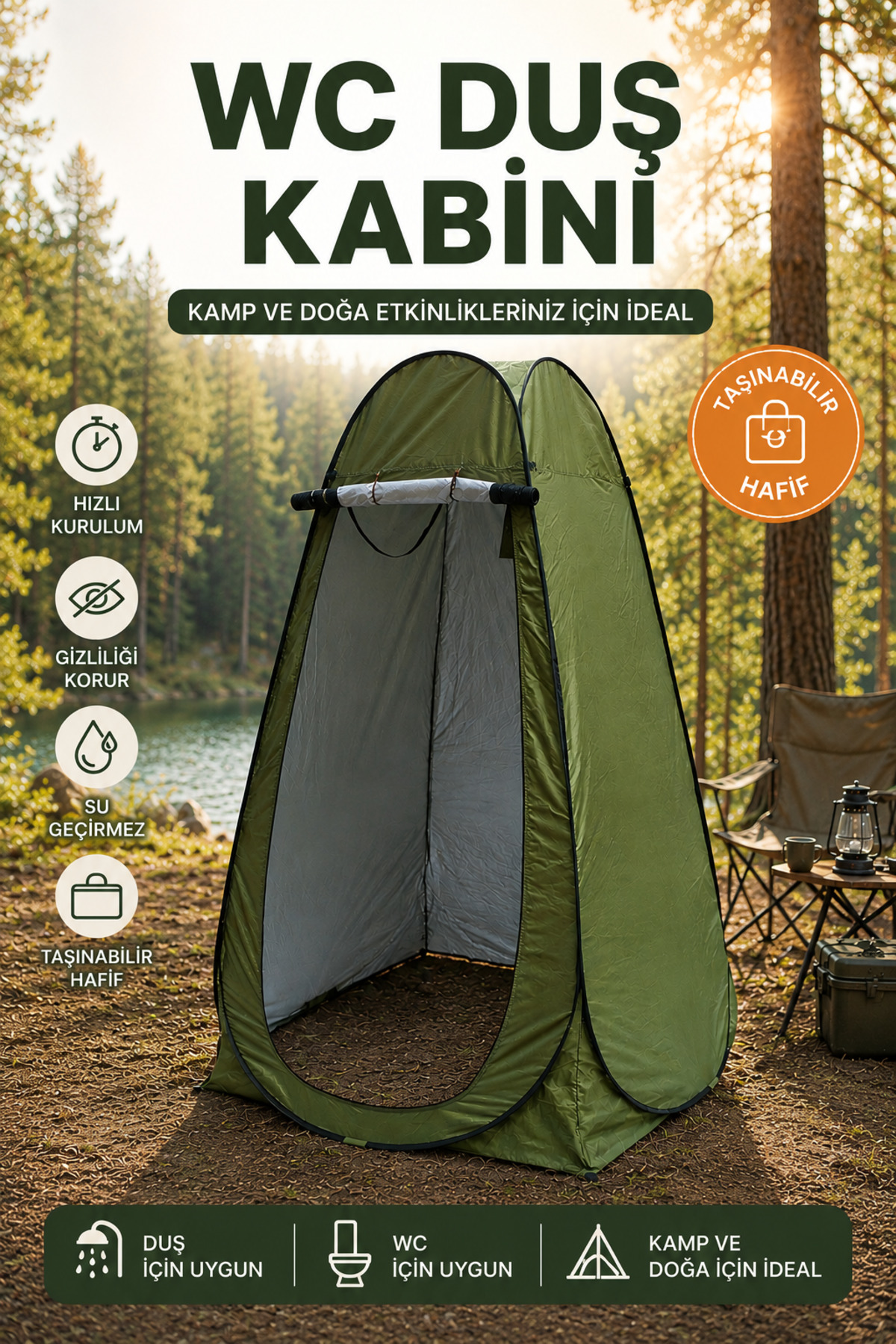 Multipurpose Camping Shower Dressing WC Rehearsal Cabin