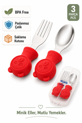 jojobebek Premium Çocuk BPA Free Kaliteli Silikon Saplı Paslanmaz Çelik Uçlu ...