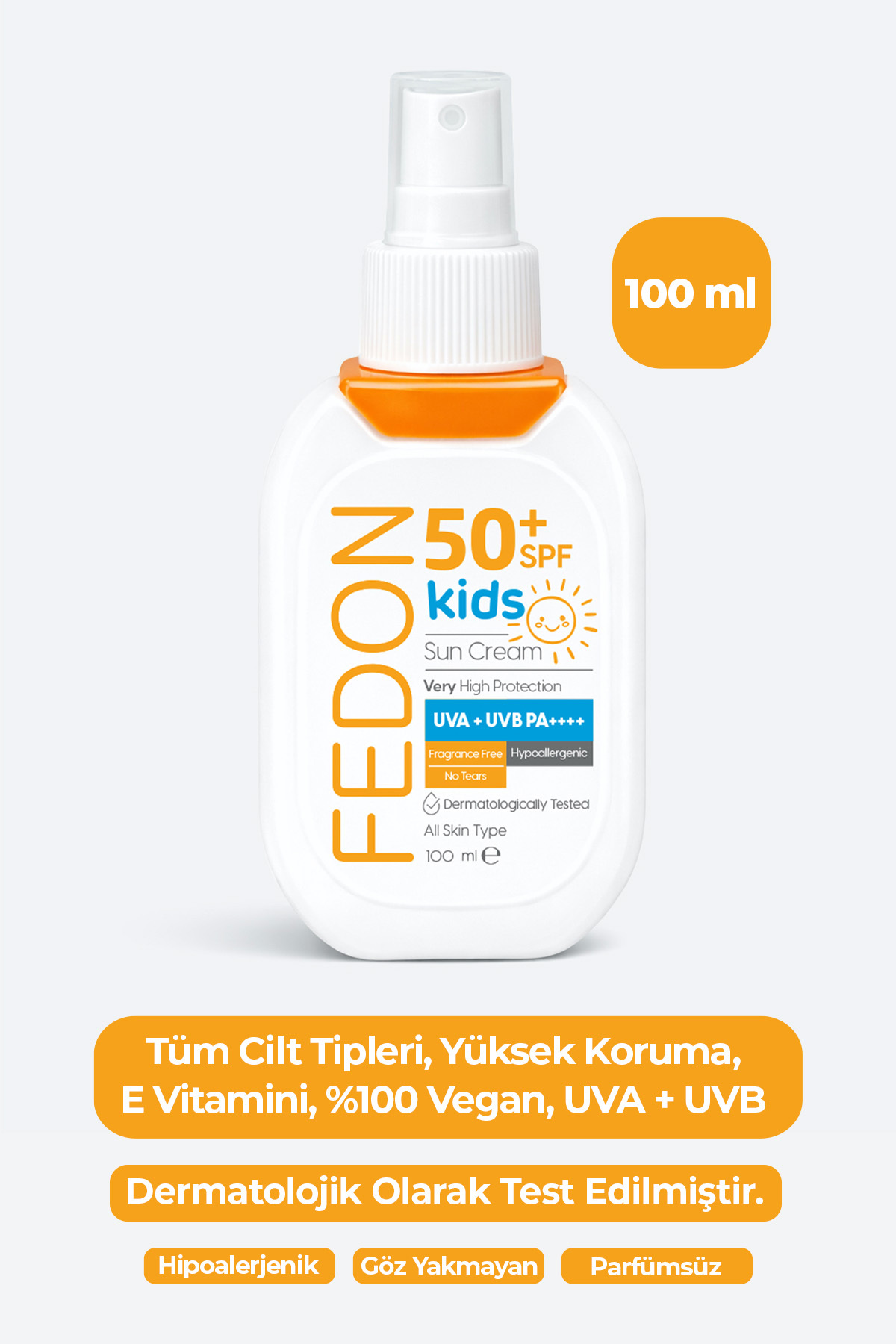 Kids SPF 50 Çocuk Bebek Güneş Kremi 100 ml Suya Dayanıklı Hipoalerjenik Parfümsüz Göz Yakmayan — 100ml-kids