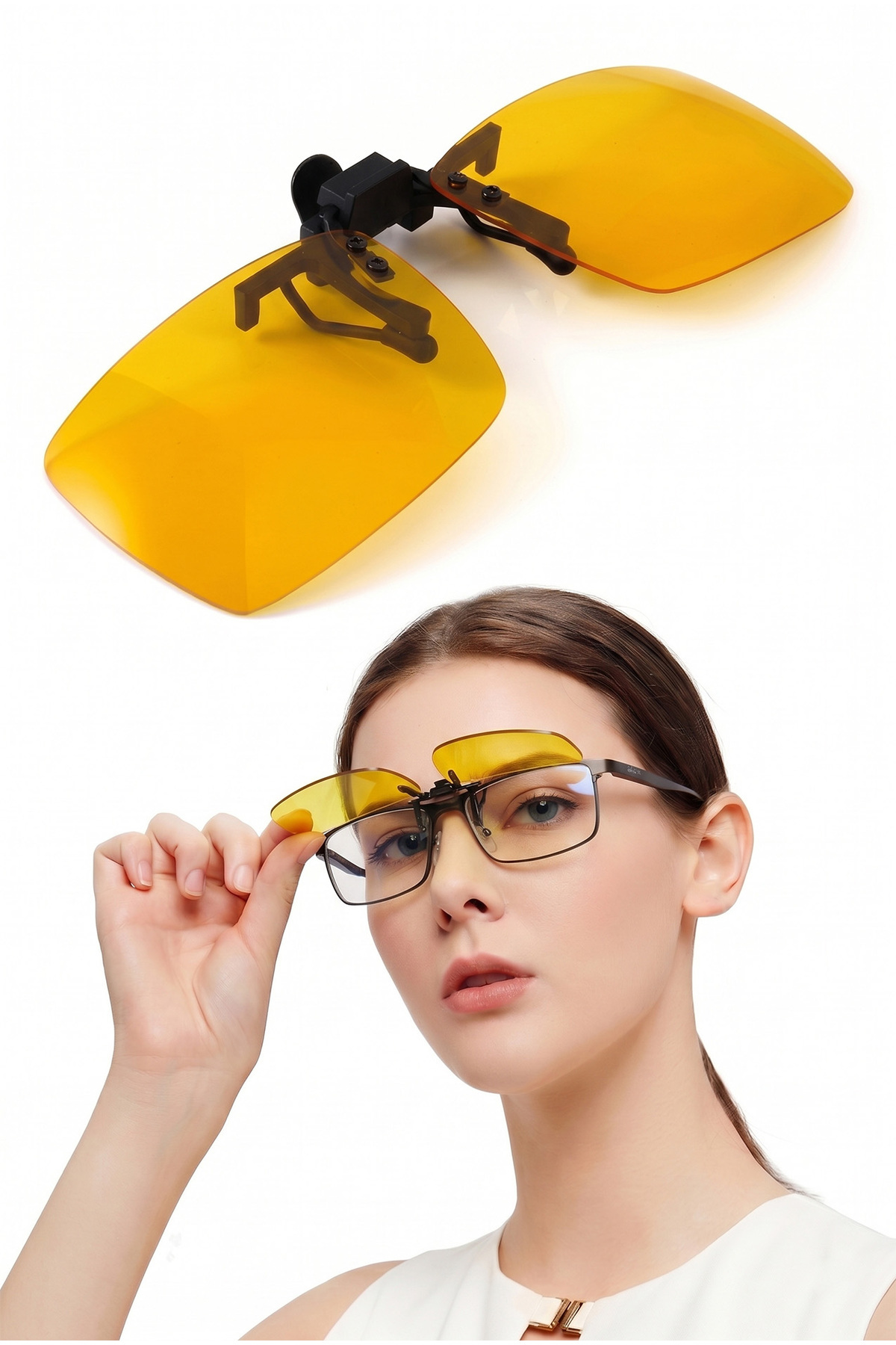Polarized Sunglasses Clip On/Off Antifar Yellow Night Vision Goggles With Carrying Case Gift EPK13