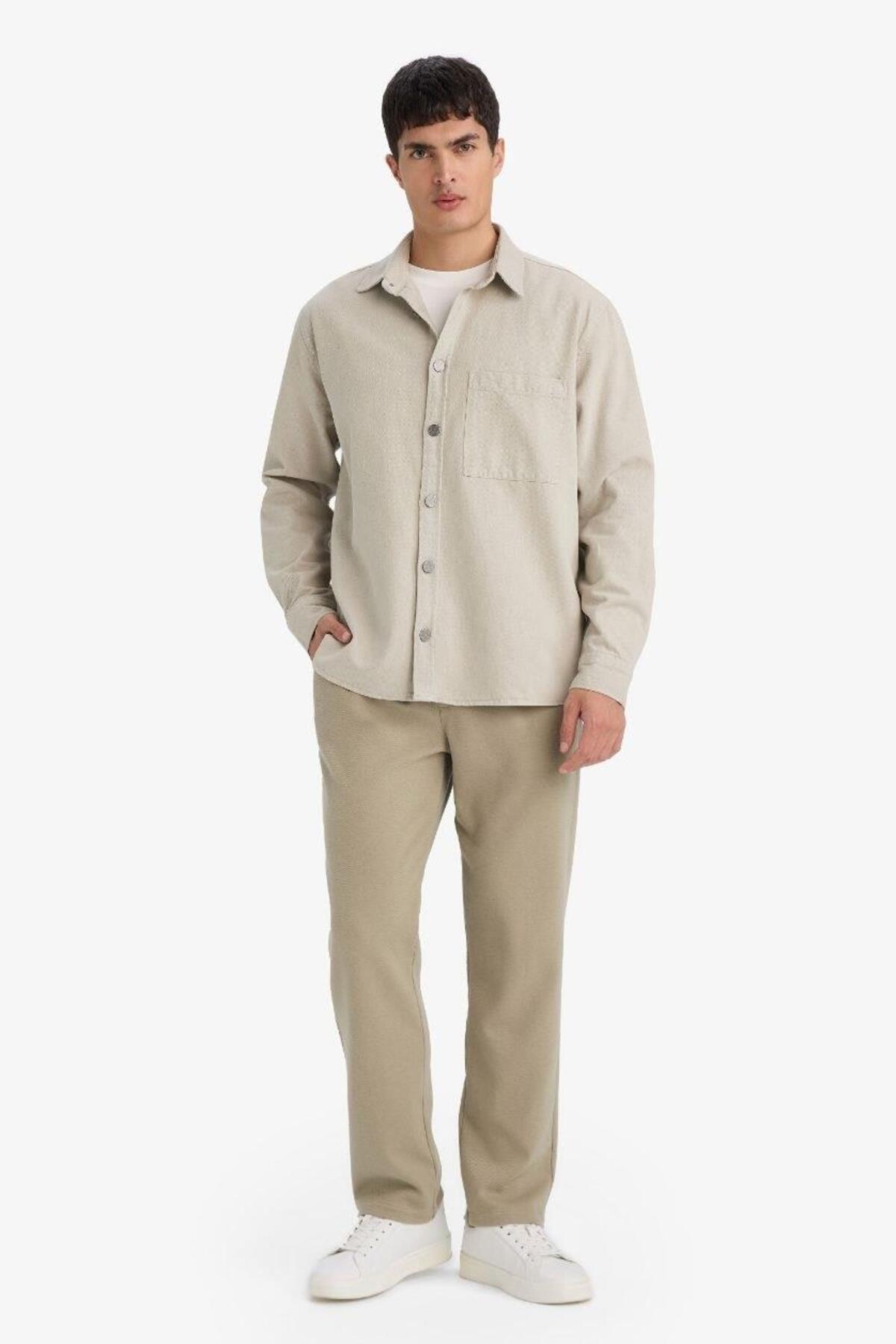 DeFacto Esnek Basic Beli Bağcıklı Cepli Düz Paça Jogger Pantolon C6022AX25SP
