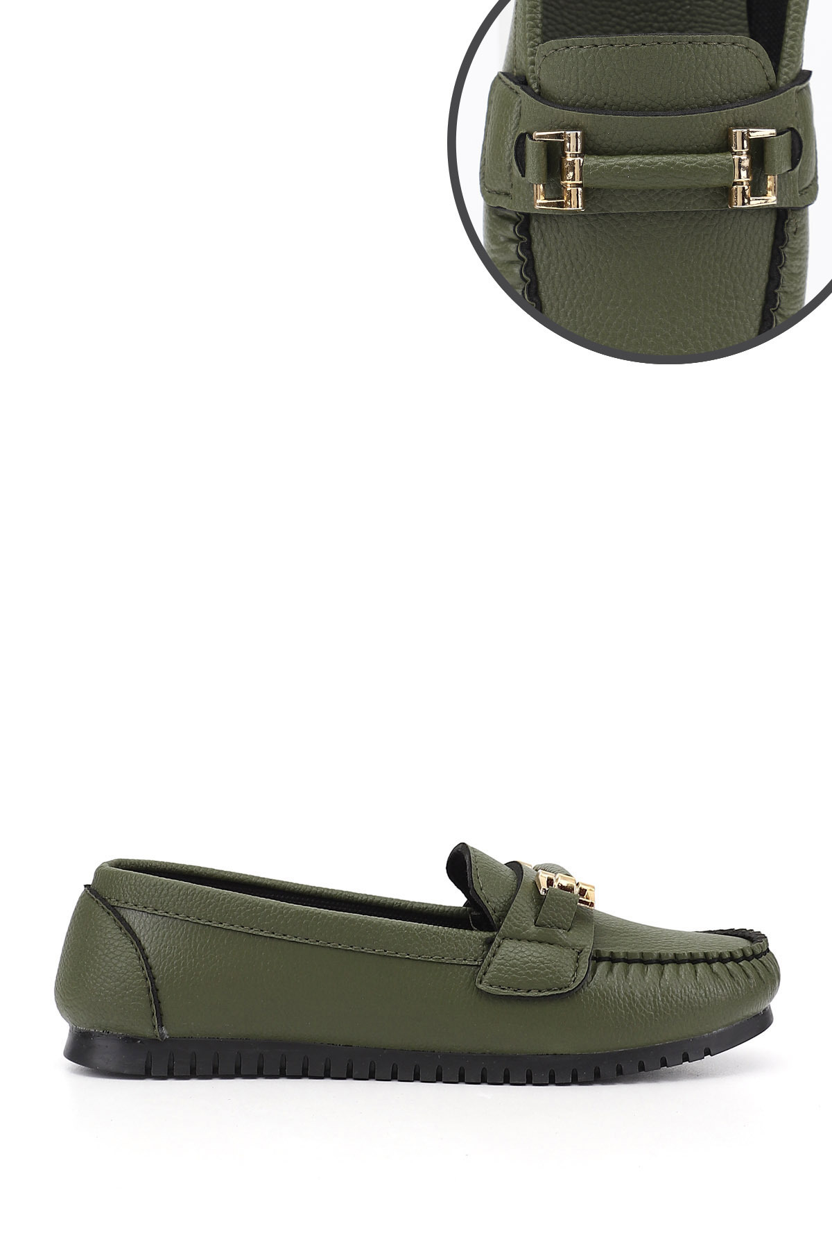Women's Green Flat Bottom Buckle Flat Shoes