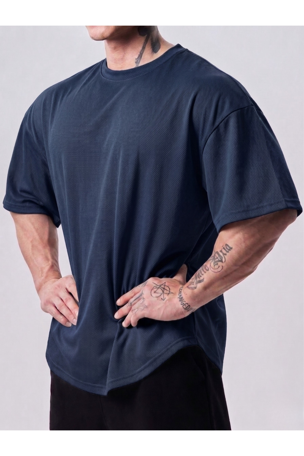 GENIUS STORE Genius Erkek Spor Tişört Polyester Kumaş Oversize Fitness & Gym Antrenman Tişörtü