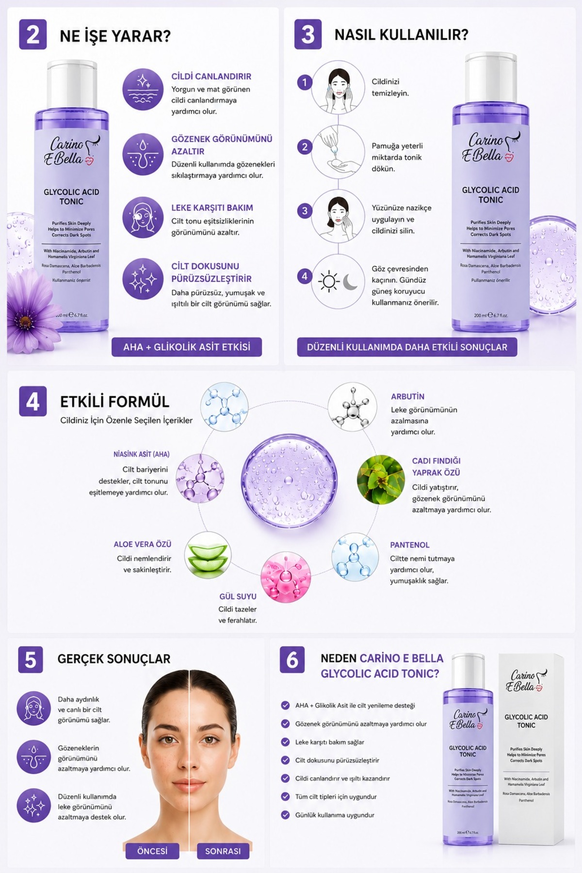 AHA Glikolik Asit Tonik 200 ML – Gözenek Sıkılaştırıcı & Leke Karşıtı — glikolikasit200ml — تصویر 3 از 9