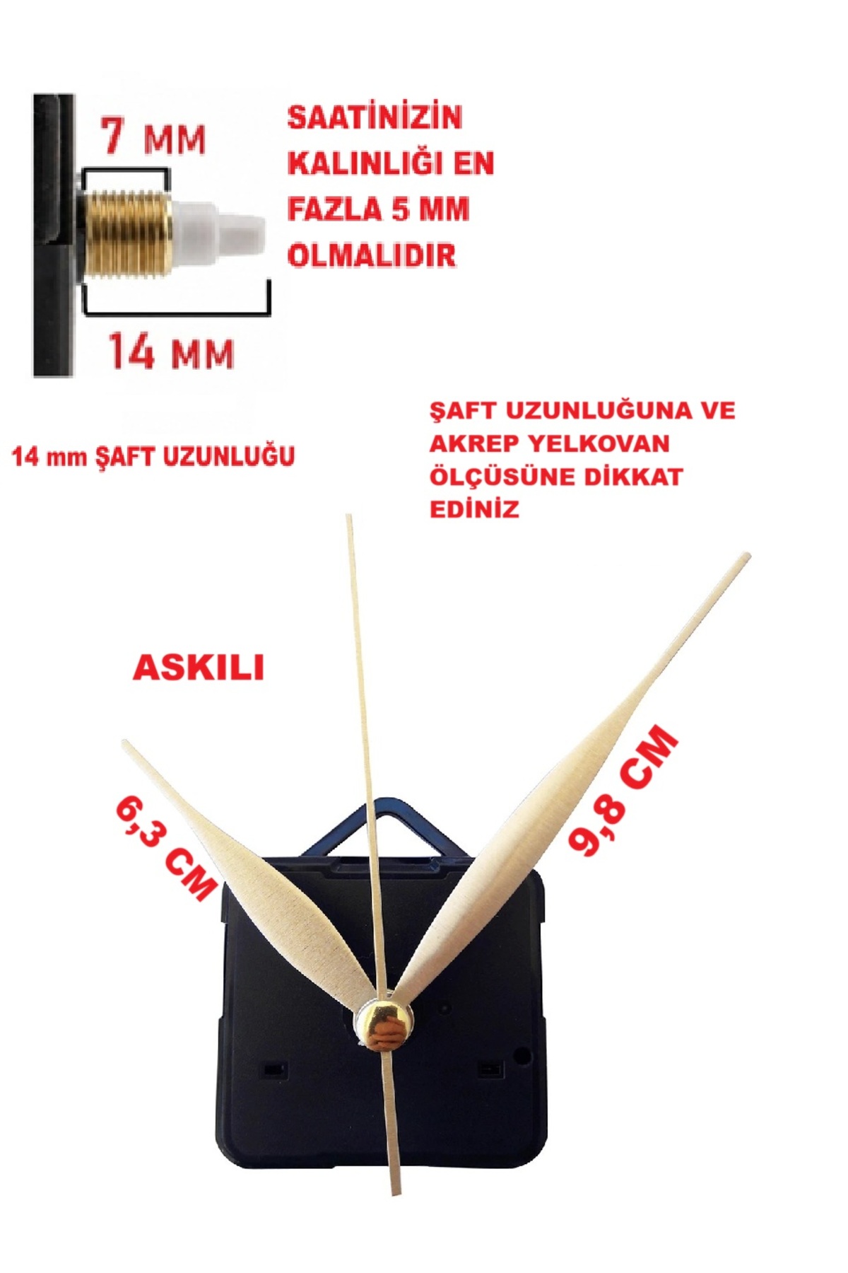 Akar Quiet Clock Motor and Mechanism (set) 14 Mm