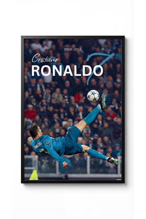 icontablo Cristiano Ronaldo Röveşata Siyah Çerçeveli Tasarım Tablo Futbol Spo...
