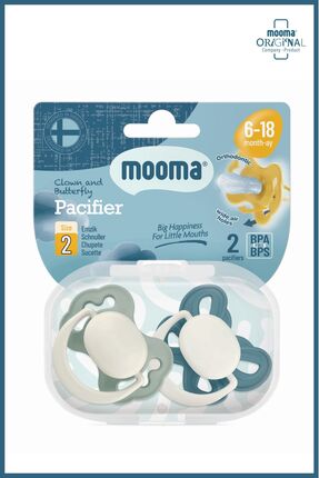 MOOMA Clown & Butterfly Silikon Emzik 2’li No:2 (6–18 Ay) Ball Blue & River G...