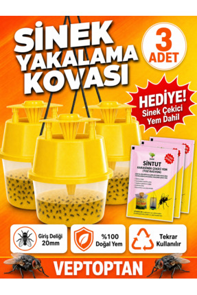 vettoptan 3 Adet Karasinek Tuzağı Kova Kara Sinek Öldürücü Ahır Bahçe Sintut ...