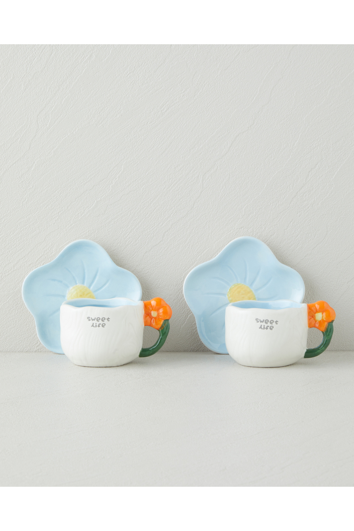 Daylora Dolomite 4 Parça 2 Kişilik Kahve Fincan Takımı 100 ml Mavi-Turuncu