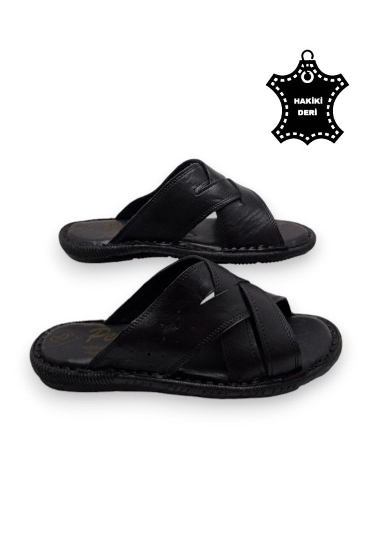 MAGIC SHOES Tamamen Hakiki Deri Ve Topuk Yastıklı Sistemli Ortopedik Erkek Terlik görsel 2