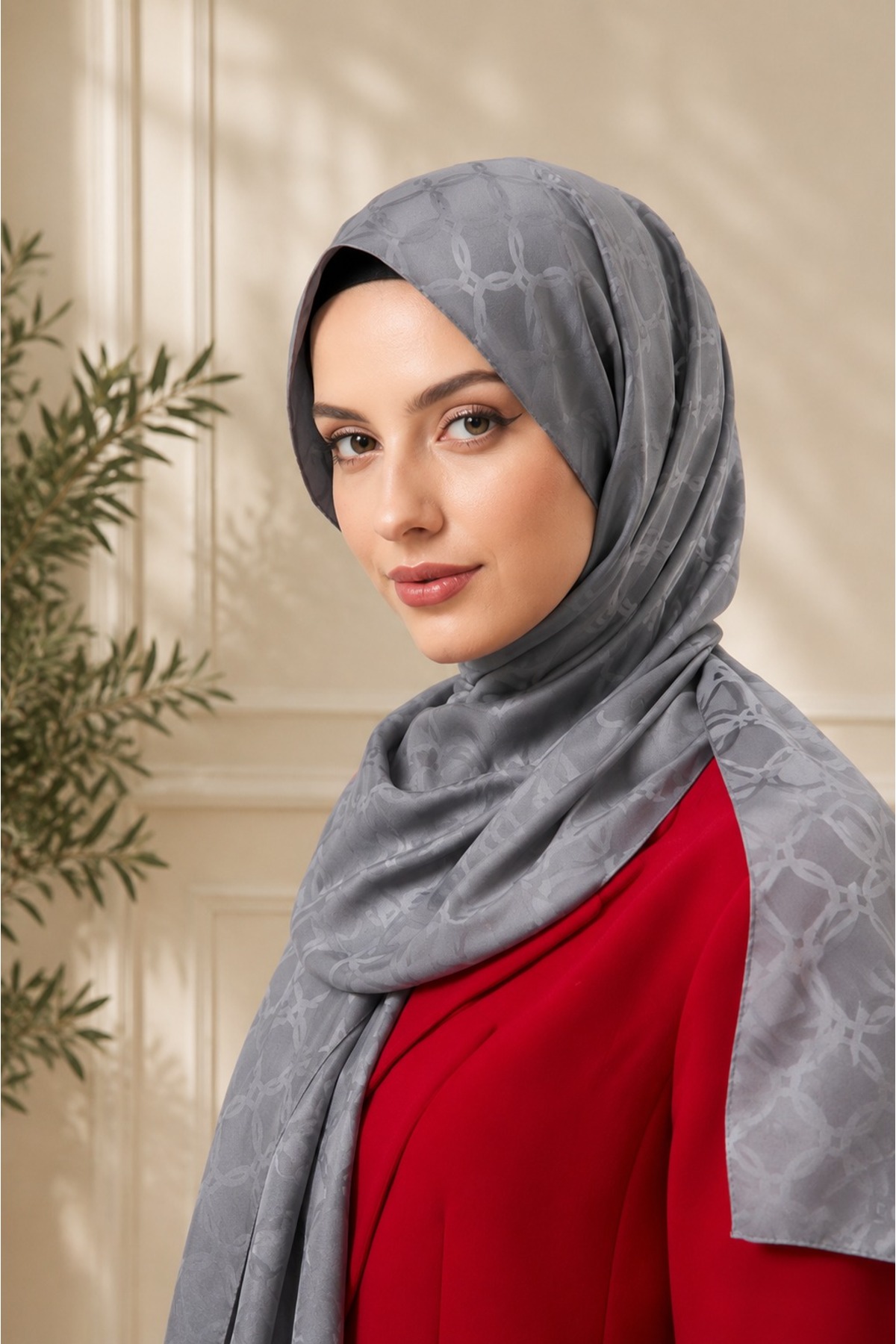 MİRSOY SCARF Lina Desen Kaymaz jakarlı Şal görsel 2