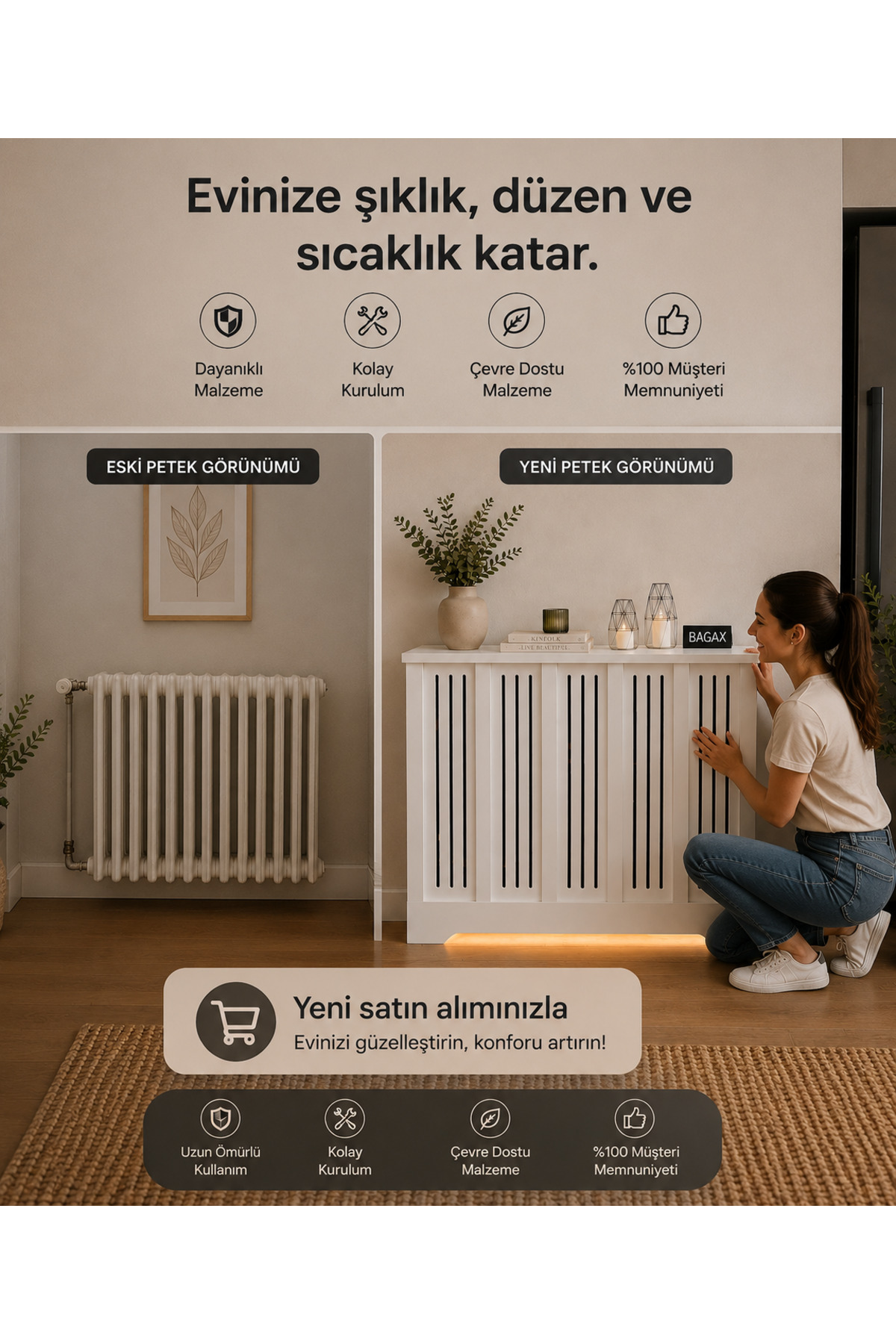 Efes Model, White Color,Inner Size 96 Cm Outer Size 100 Cm Honeycomb Coating, Dresser