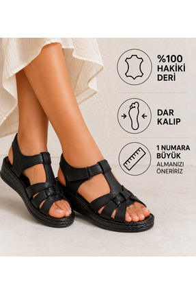 CookaShoes Cooka Shoes %100 Hakiki Deri Kadın Sandalet – Dolgu topuk - Anatom...