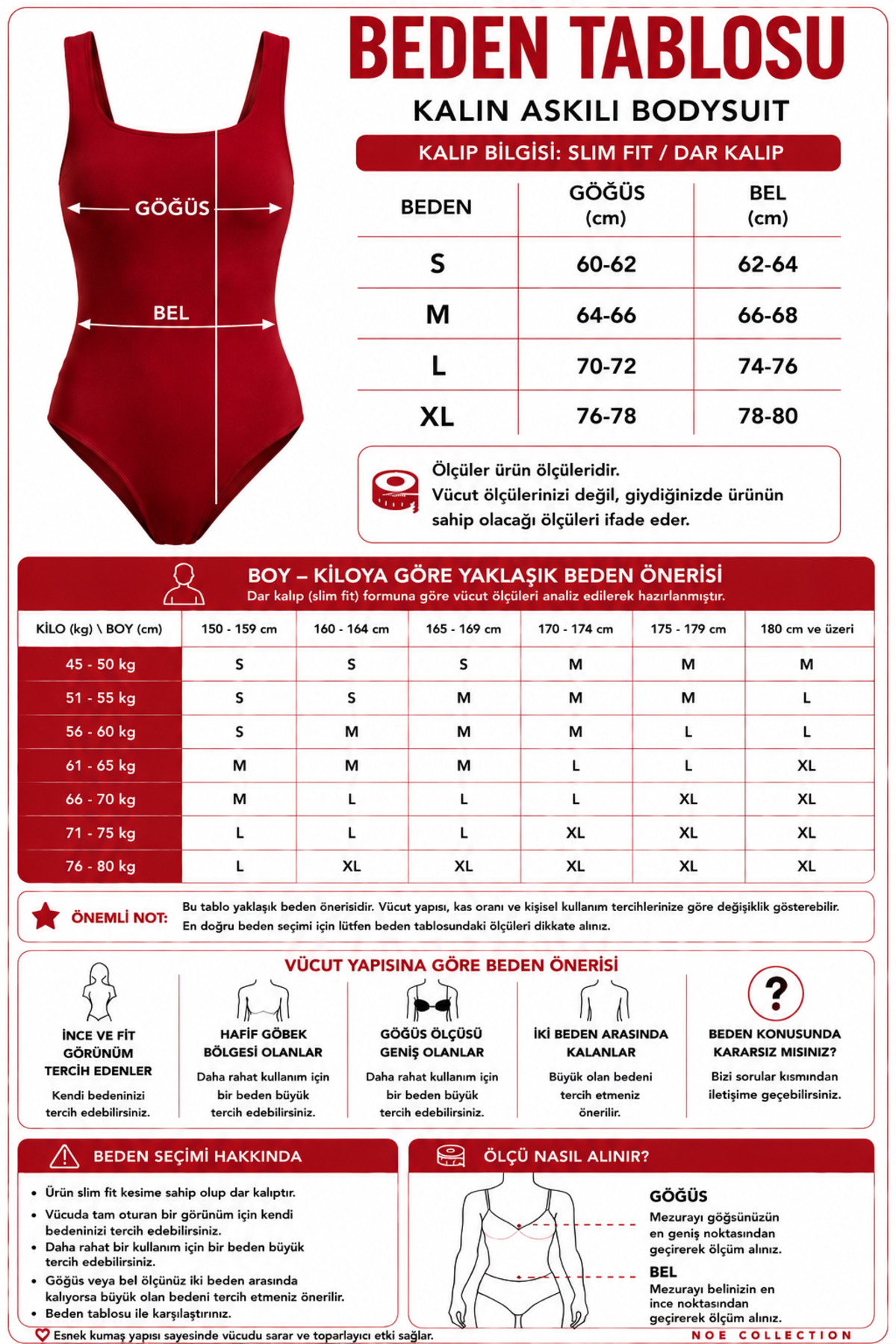 Kadın Kare Yaka Kalın Askılı Çıtçıtlı Body Slim Fit Dar Kalıp Likralı Bodysuit - Kırmızı 5